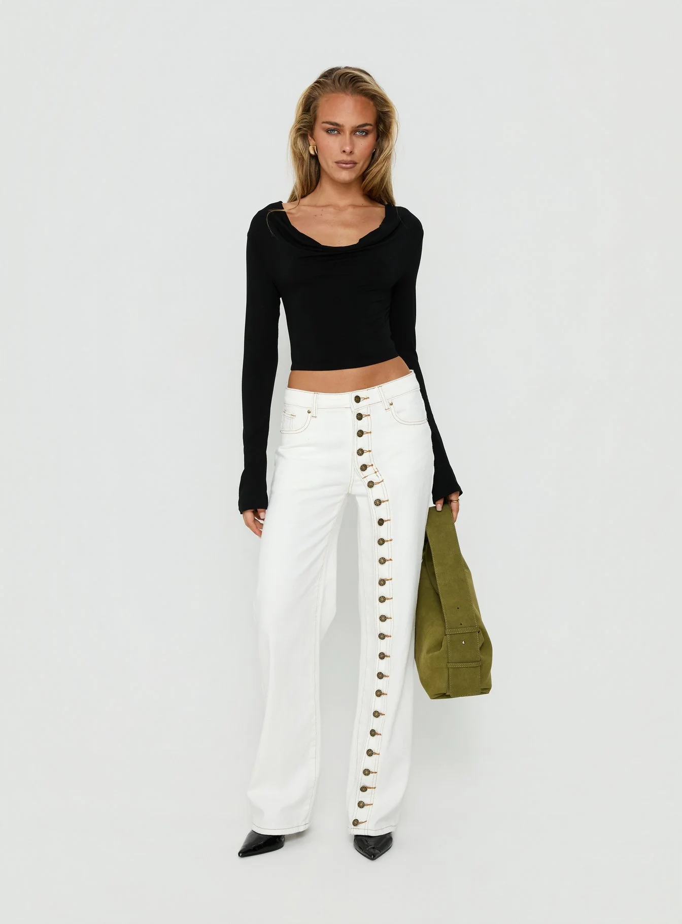 Penny Mid Rise Straight Leg Jeans White - Image 3