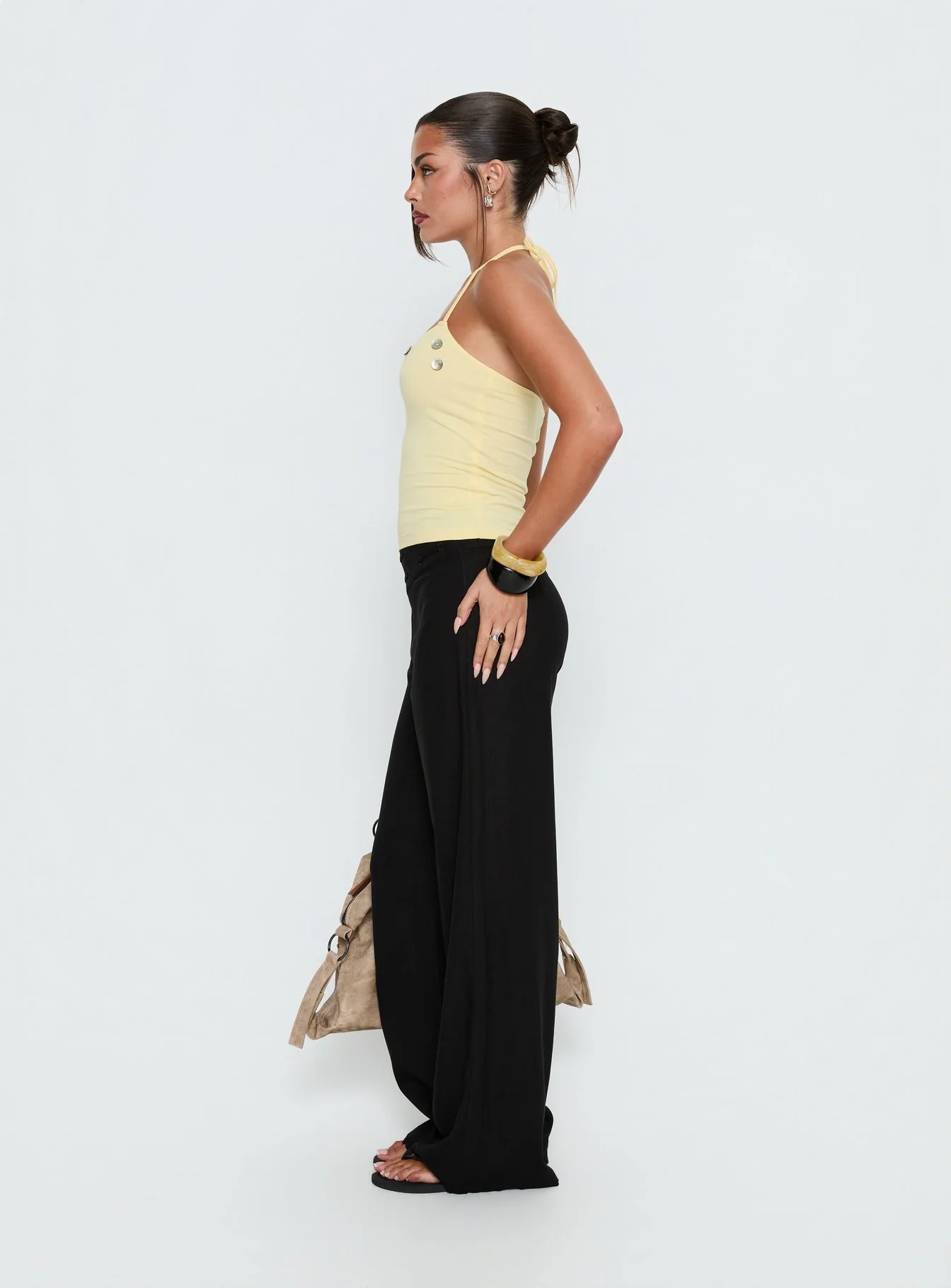 Peroma Linen Straight Leg Pants Black - Image 4