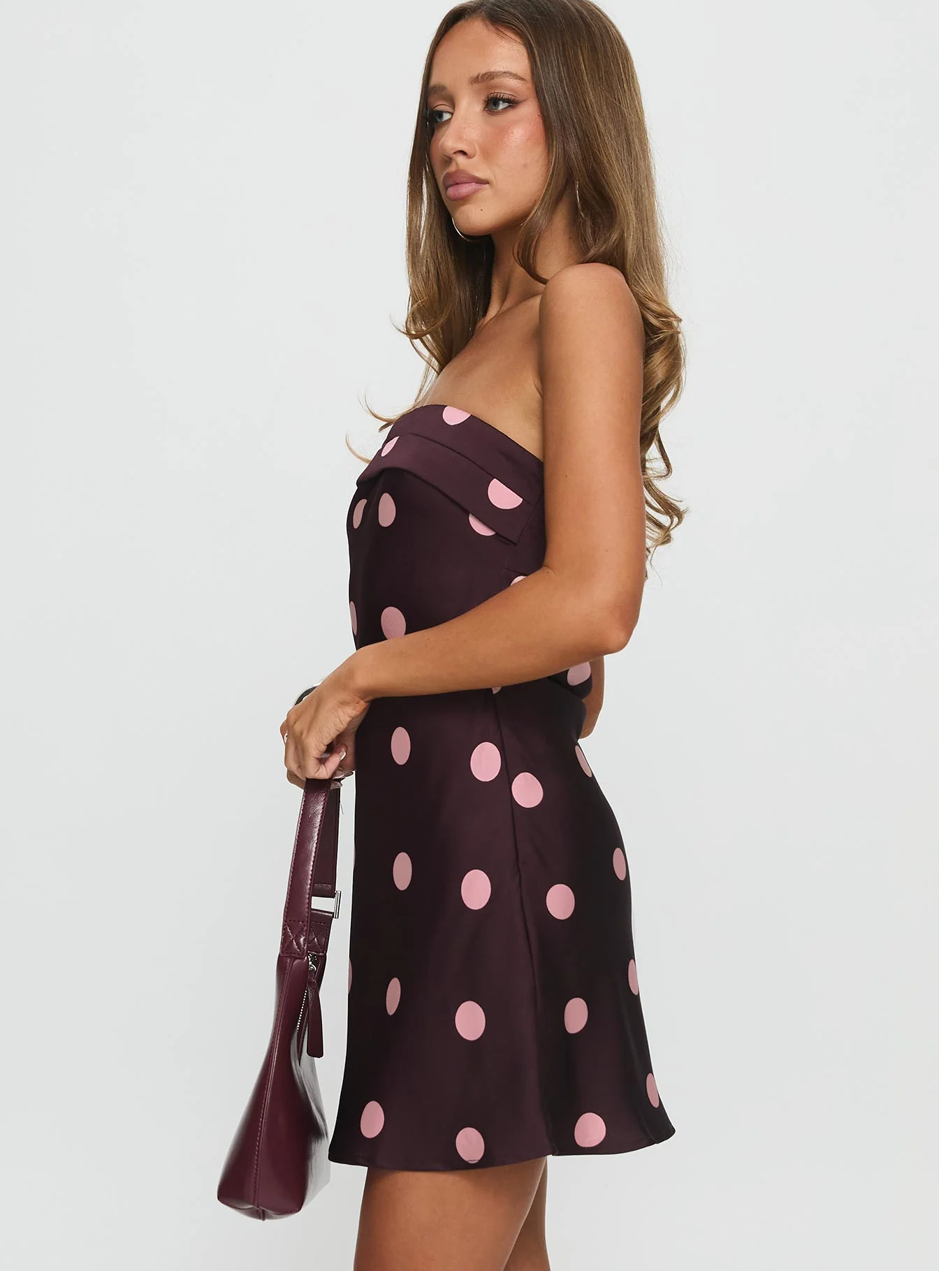 Phillipa Mini Dress Plum / Pink Polka Dot - Image 4