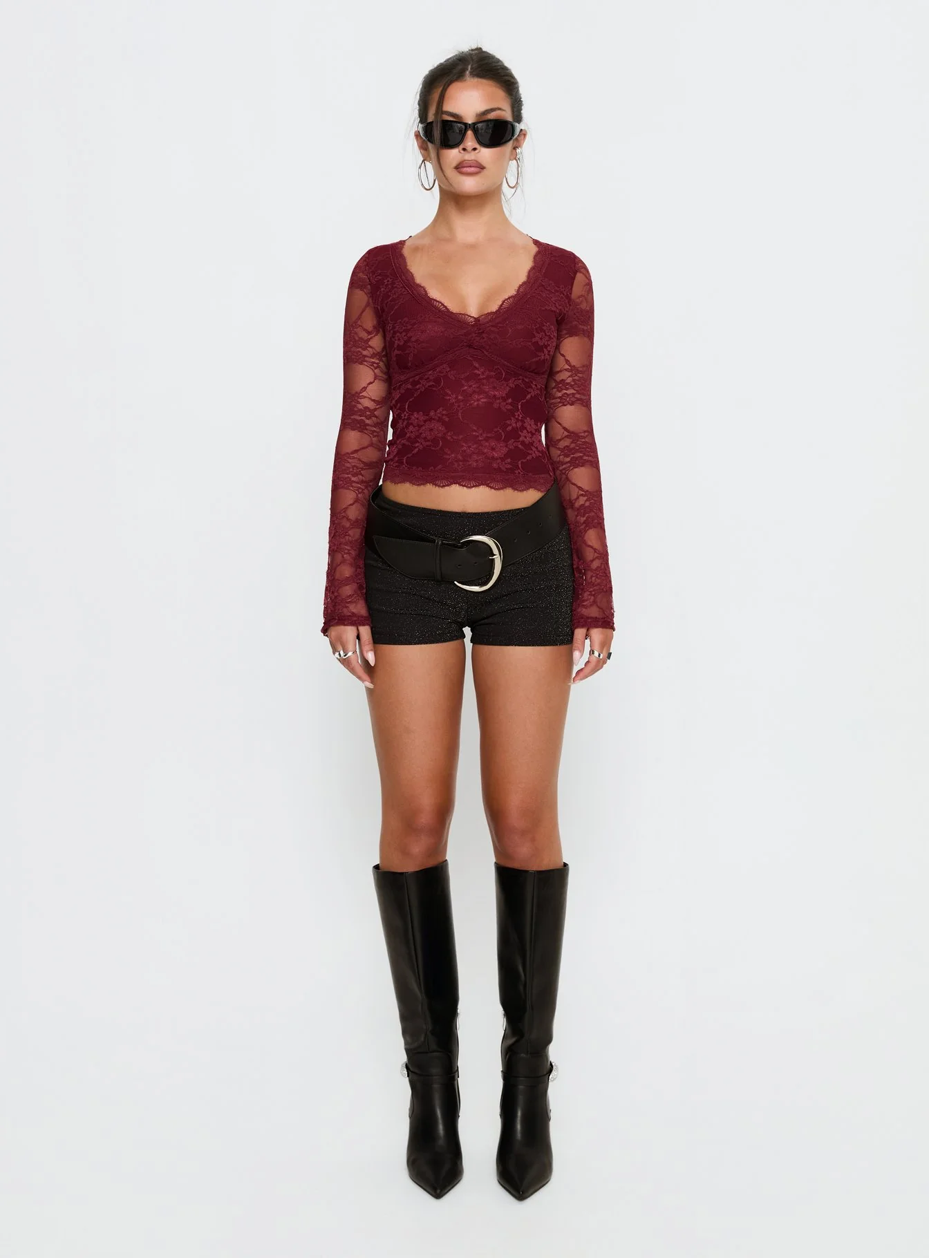 Pitter Long Sleeve Top Burgundy - Image 7