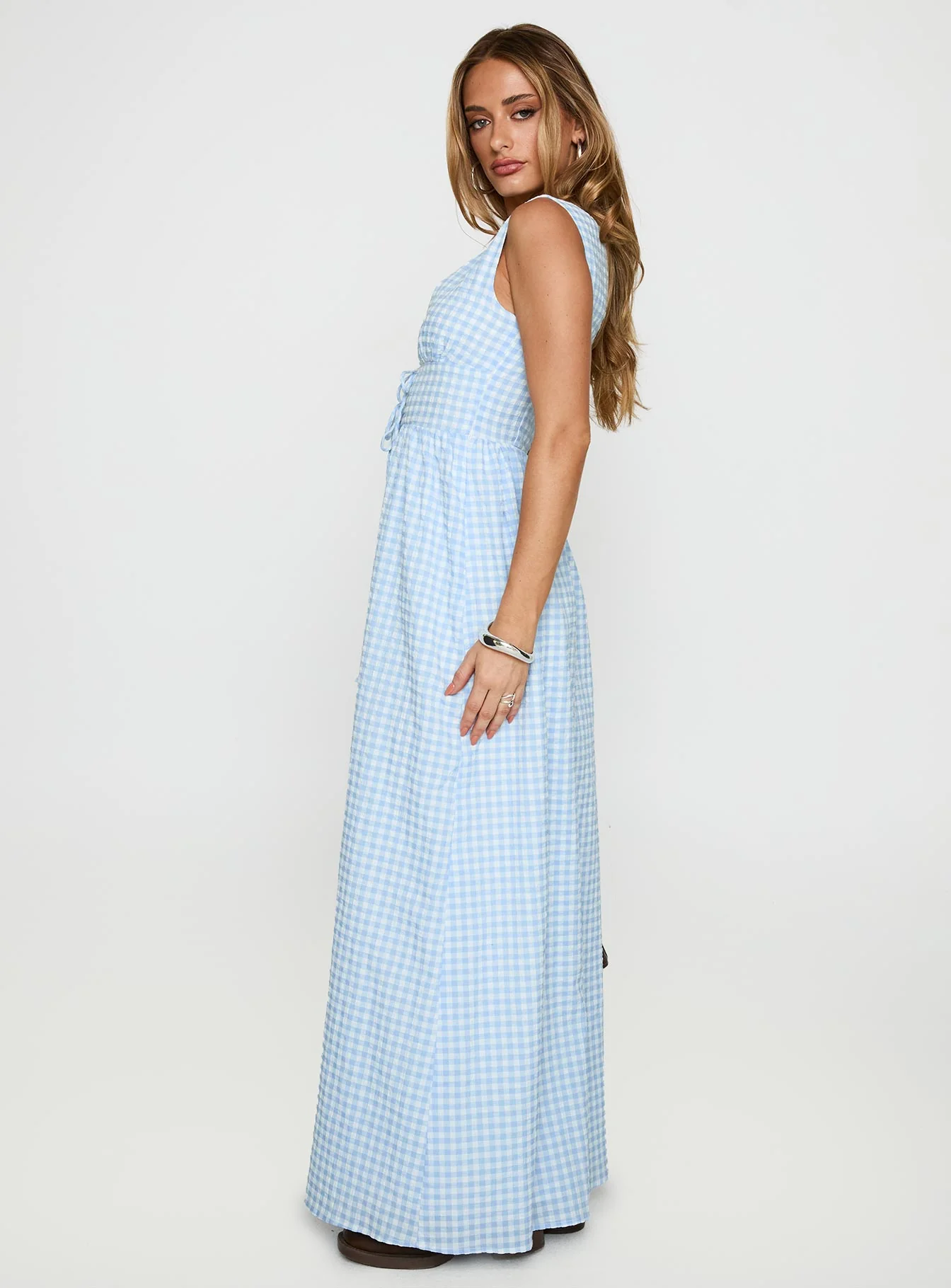 Pokey Maxi Dress Blue Check - Image 3
