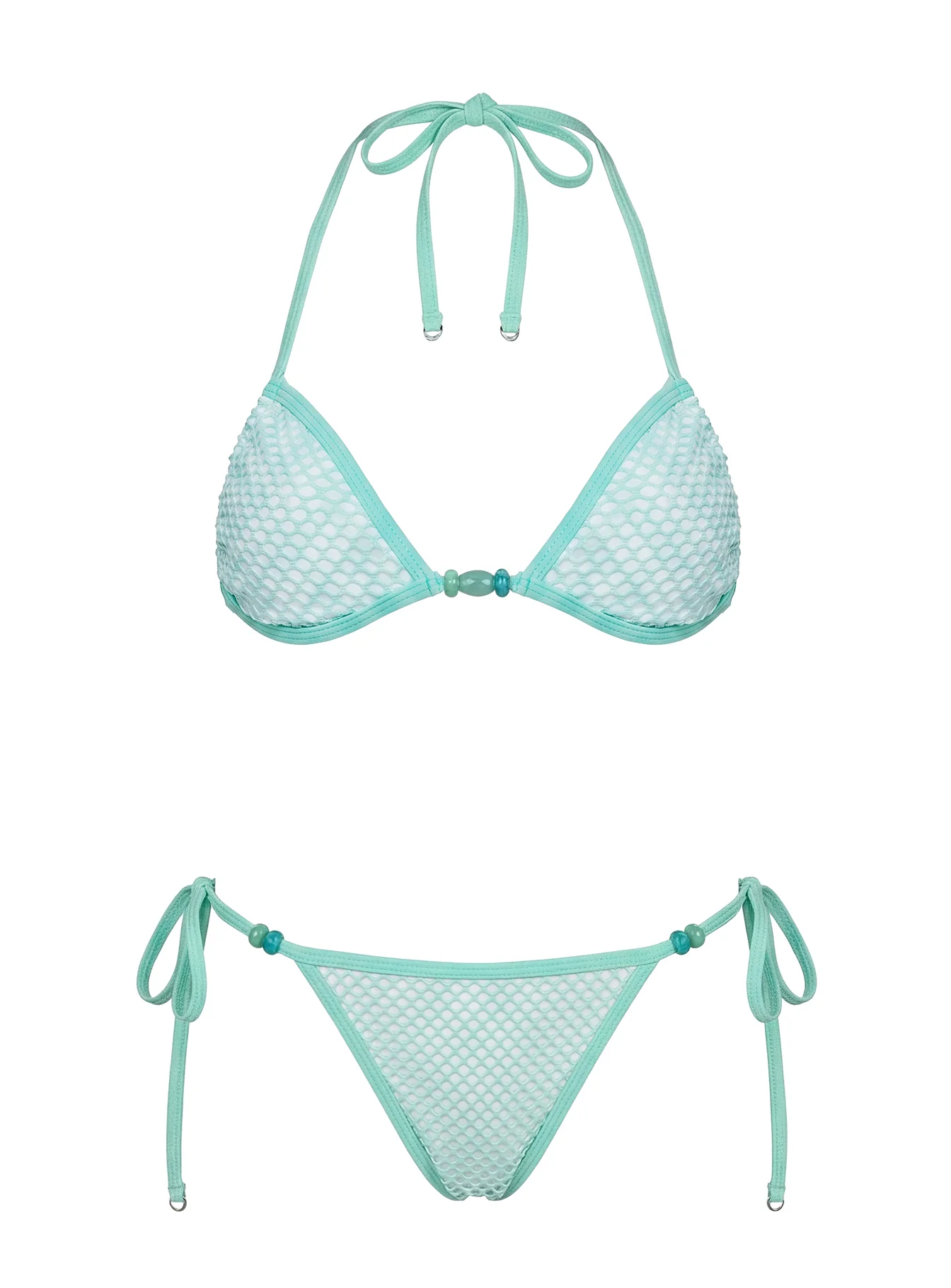 Poolside Only Bead Detail Bikini Top Green - Image 5