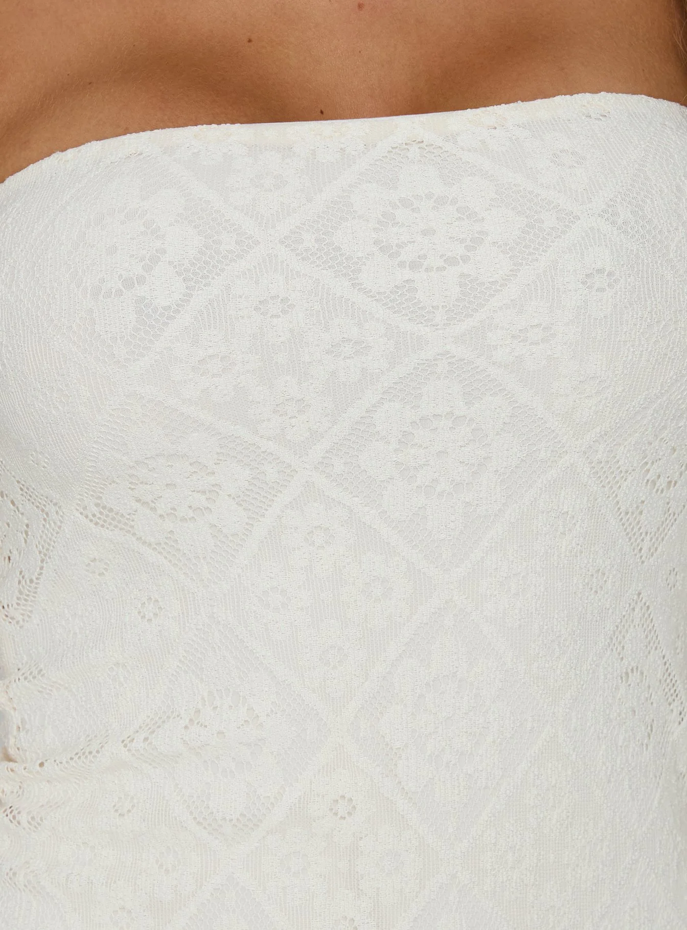Porcelana Strapless Tassel Mini Dress Cream - Image 6