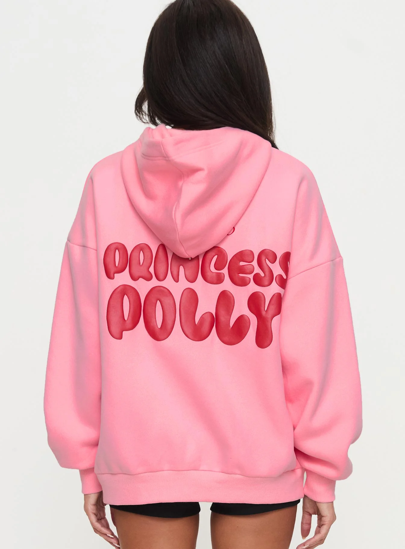 Princess Polly Hooded Sweatshirt Bubble Text Pink / Red - Image 5