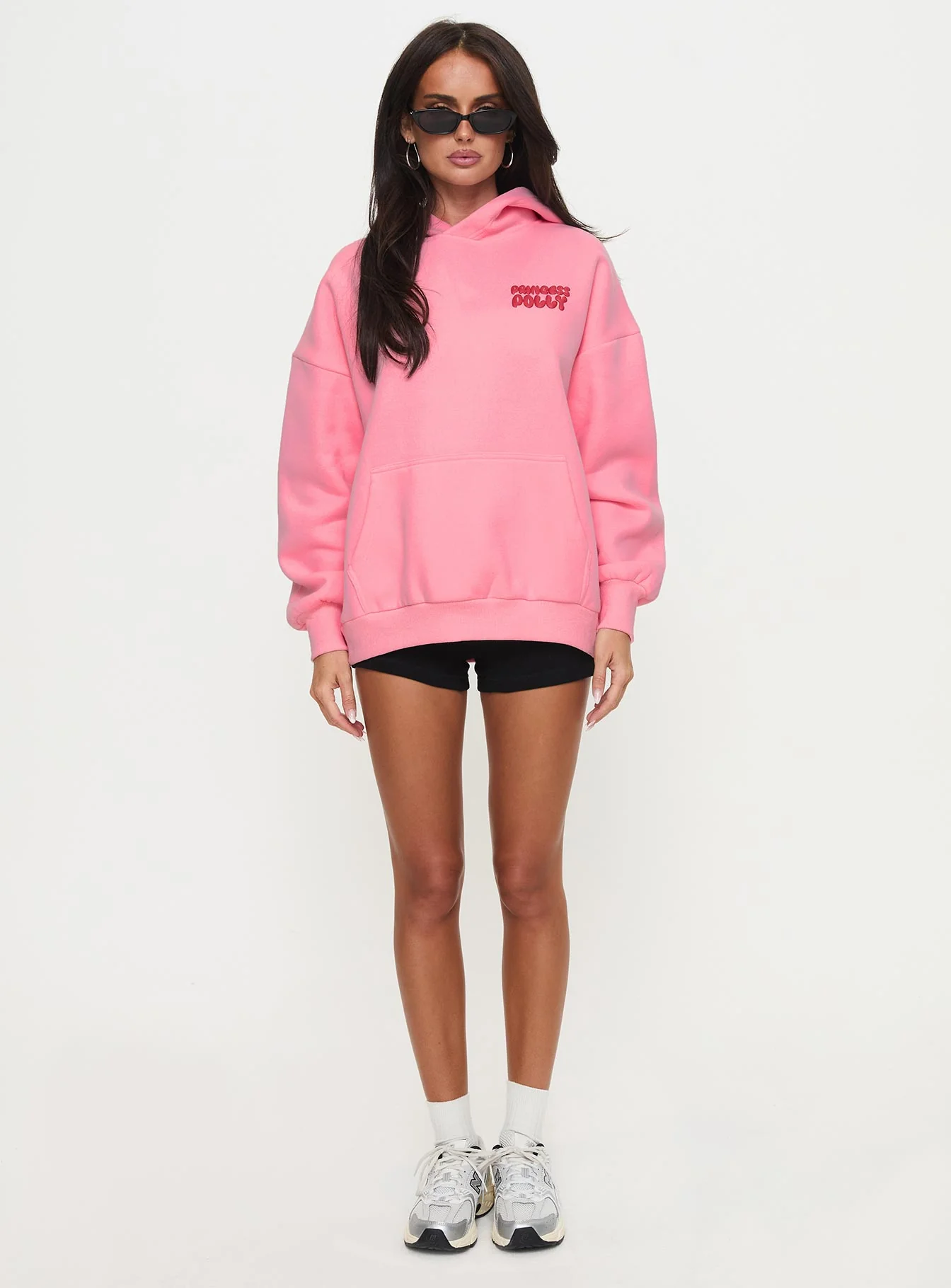 Princess Polly Hooded Sweatshirt Bubble Text Pink / Red - Image 7