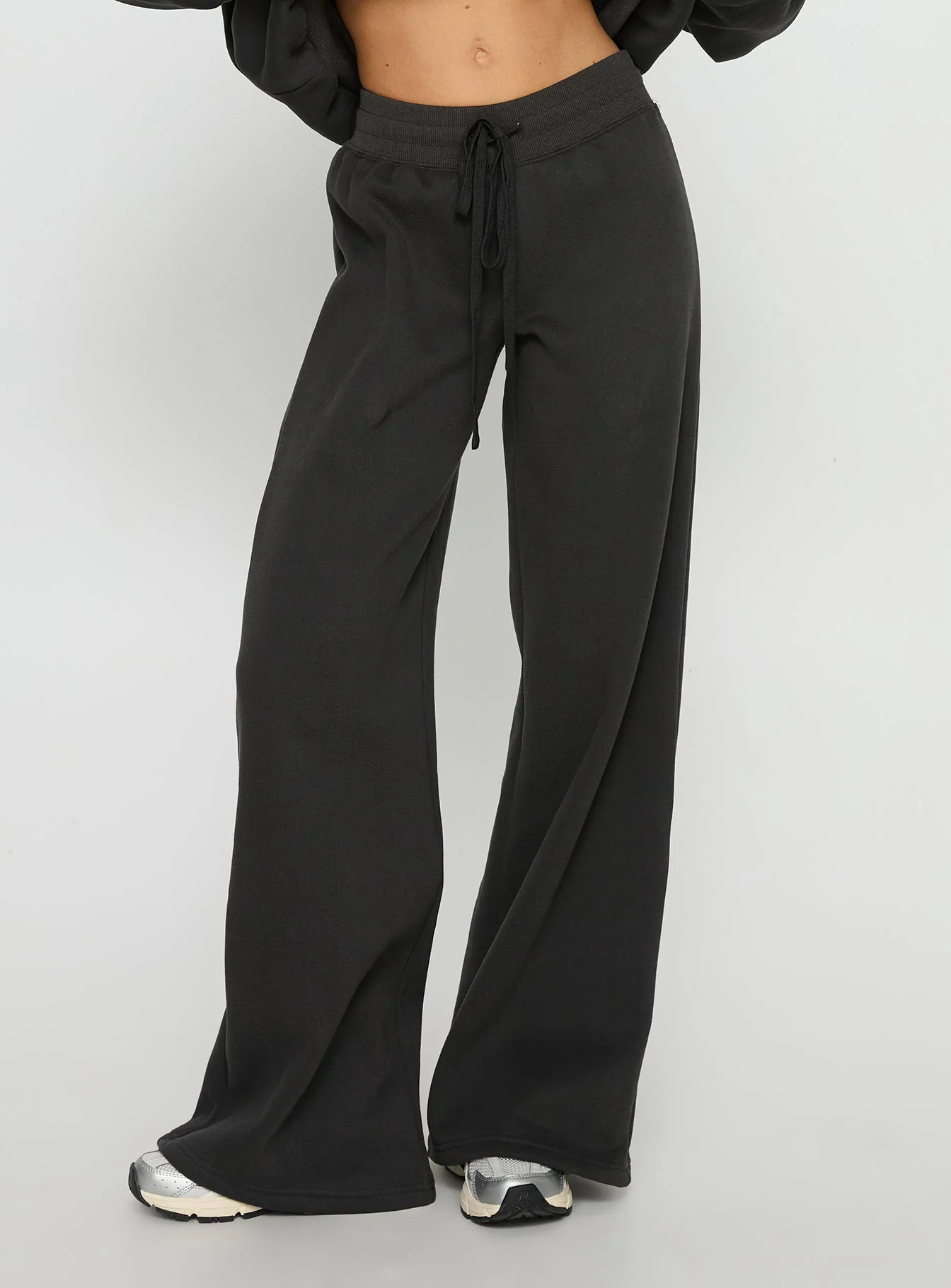 Princess Polly Stargirl Wide Leg Sweat Pants Charcoal - Image 2
