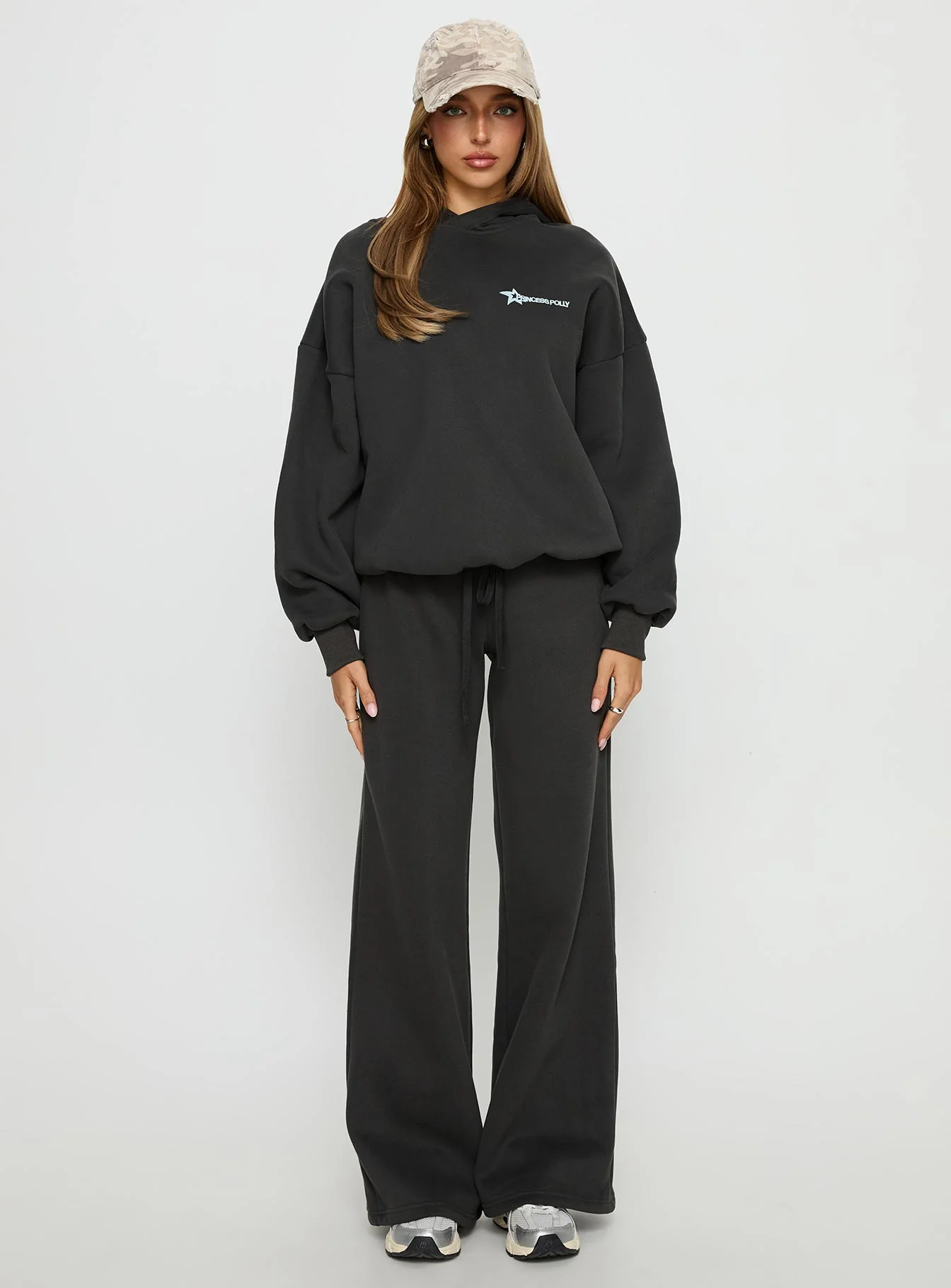 Princess Polly Stargirl Wide Leg Sweat Pants Charcoal - Image 7