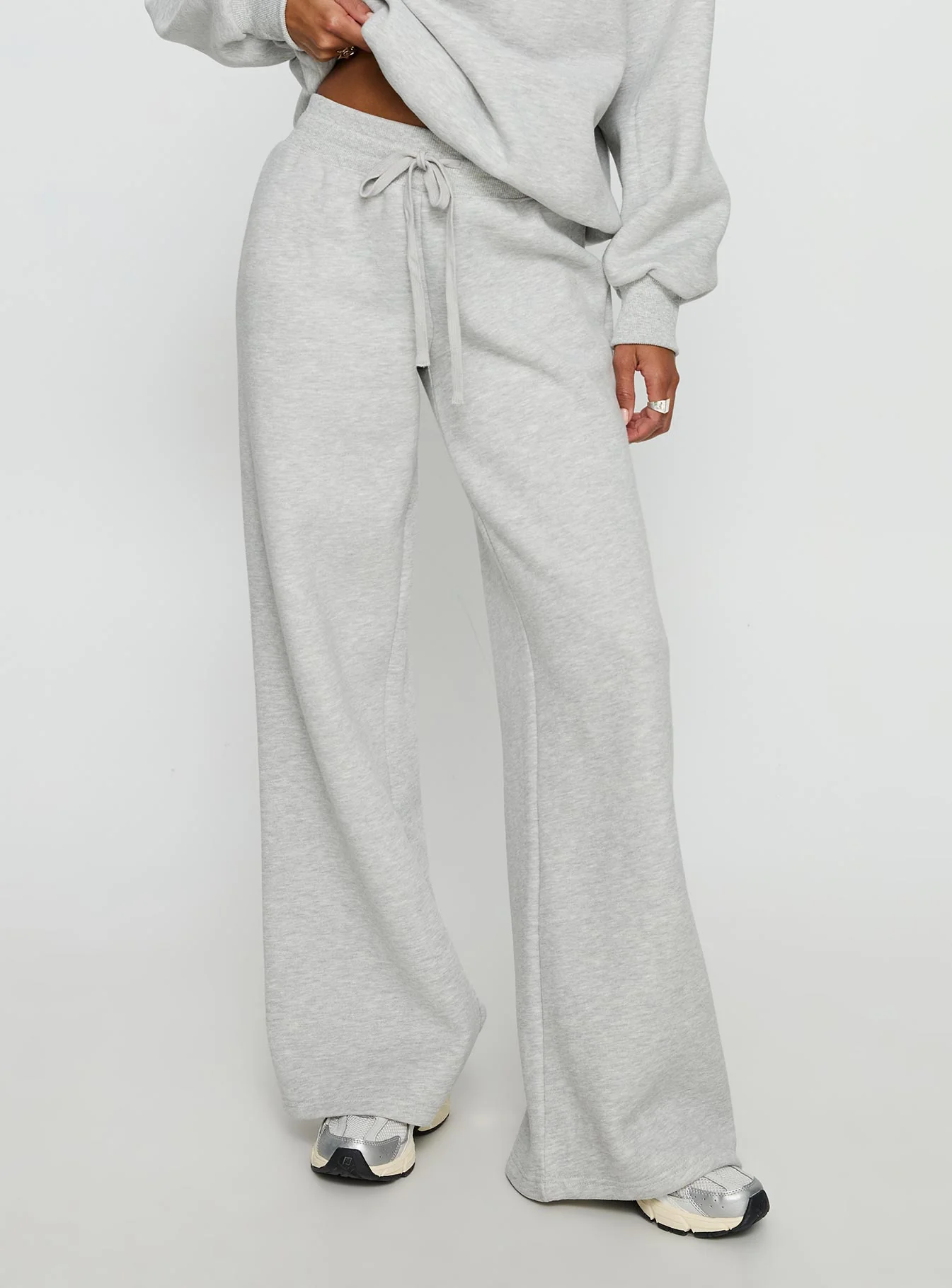 Princess Polly Stargirl Wide Leg Sweat Pants Grey Marle - Image 2