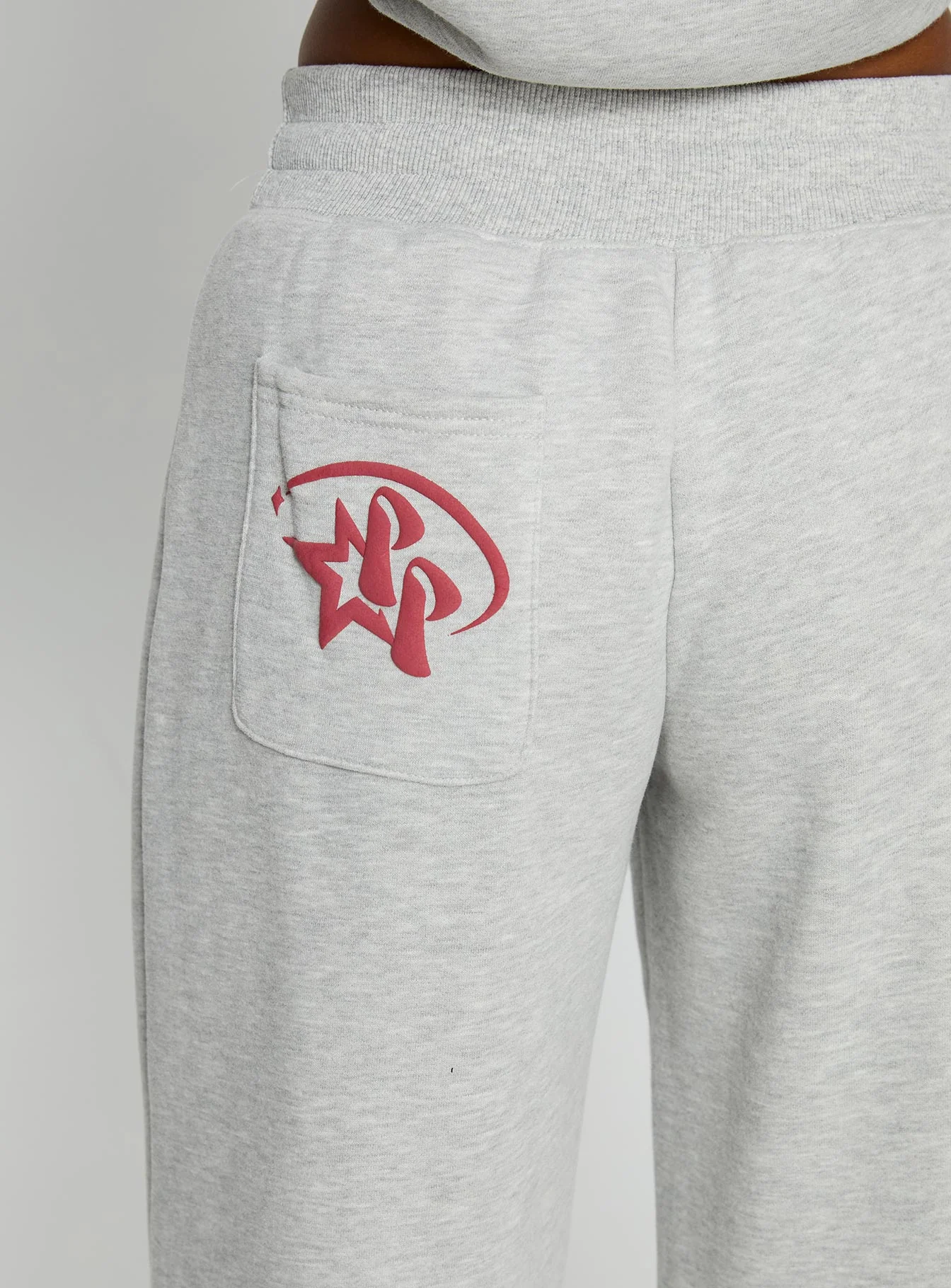 Princess Polly Stargirl Wide Leg Sweat Pants Grey Marle - Image 6