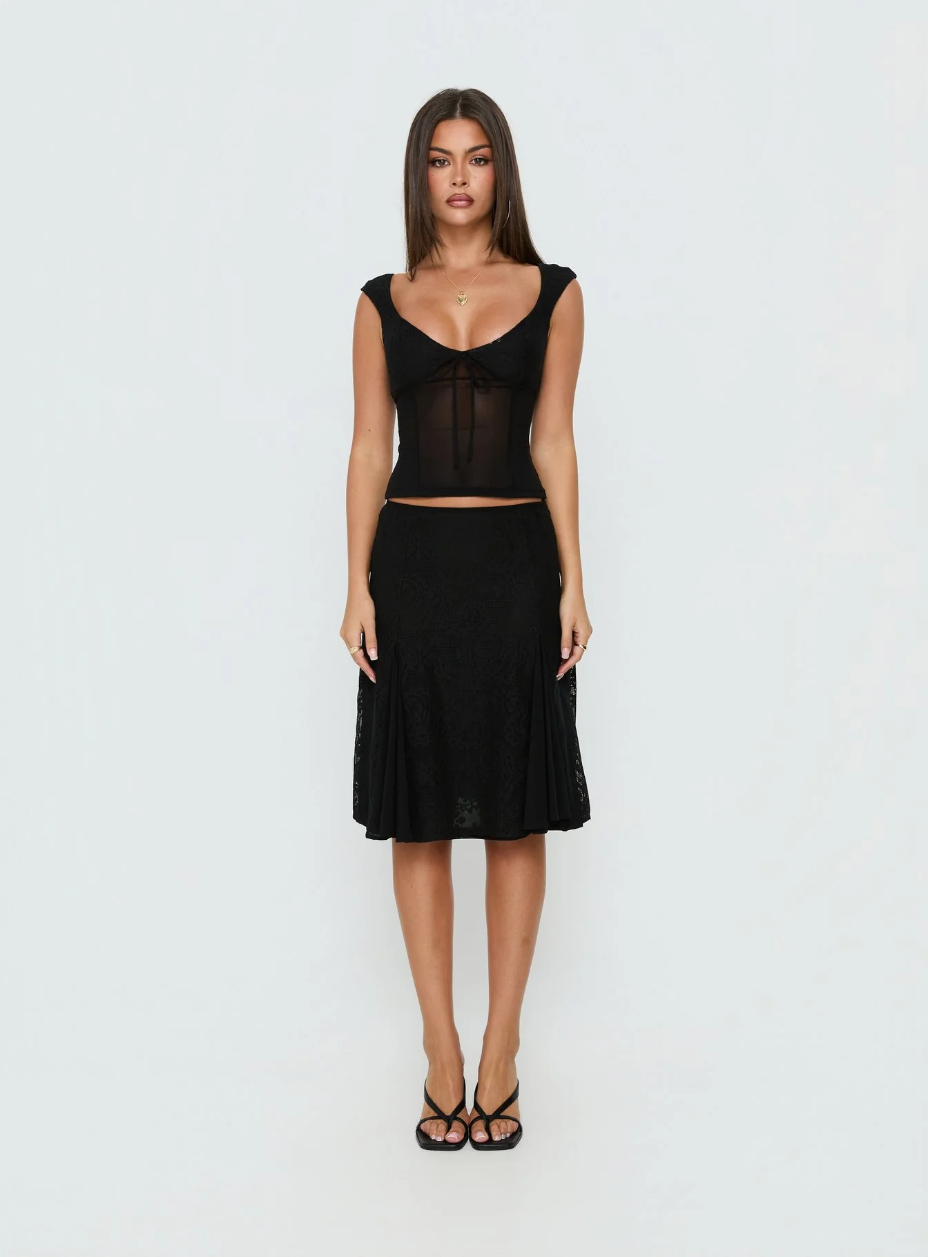 Quani Lace Midi Skirt Black - Image 7