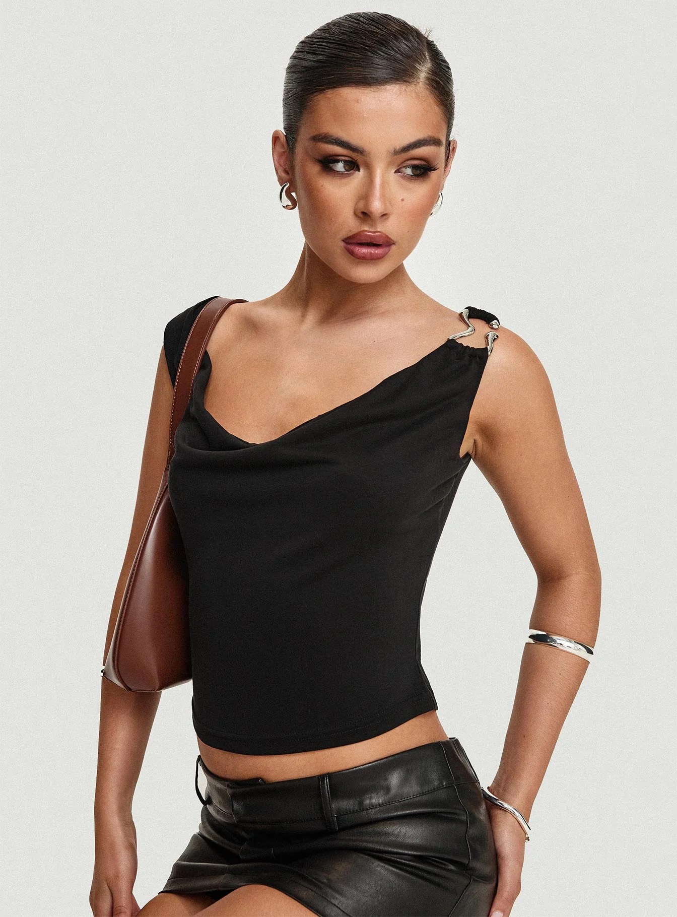 Quincey Cowl Neck Top Black - Image 9