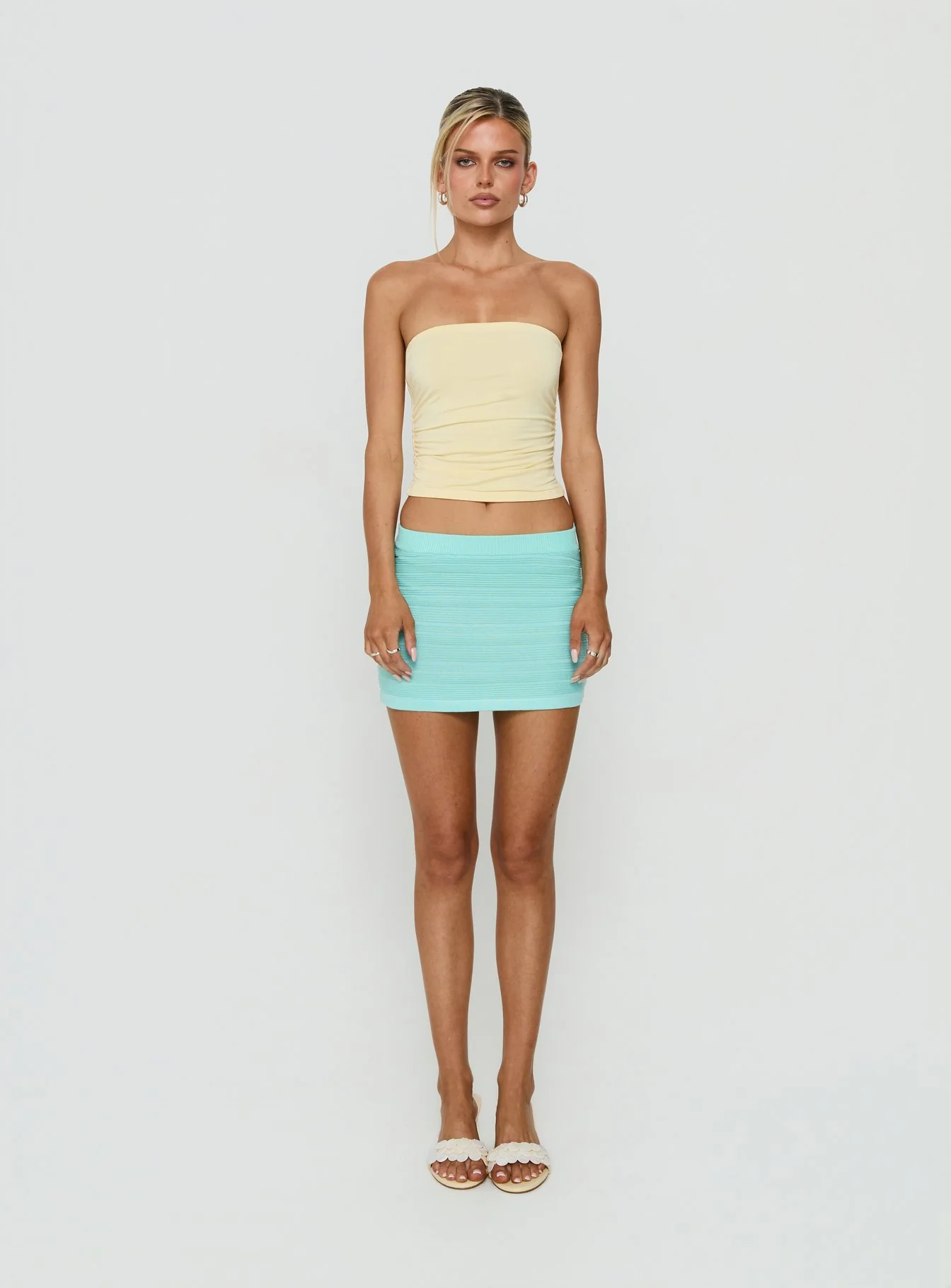Qwin Knit Mini Skirt Aqua - Image 6
