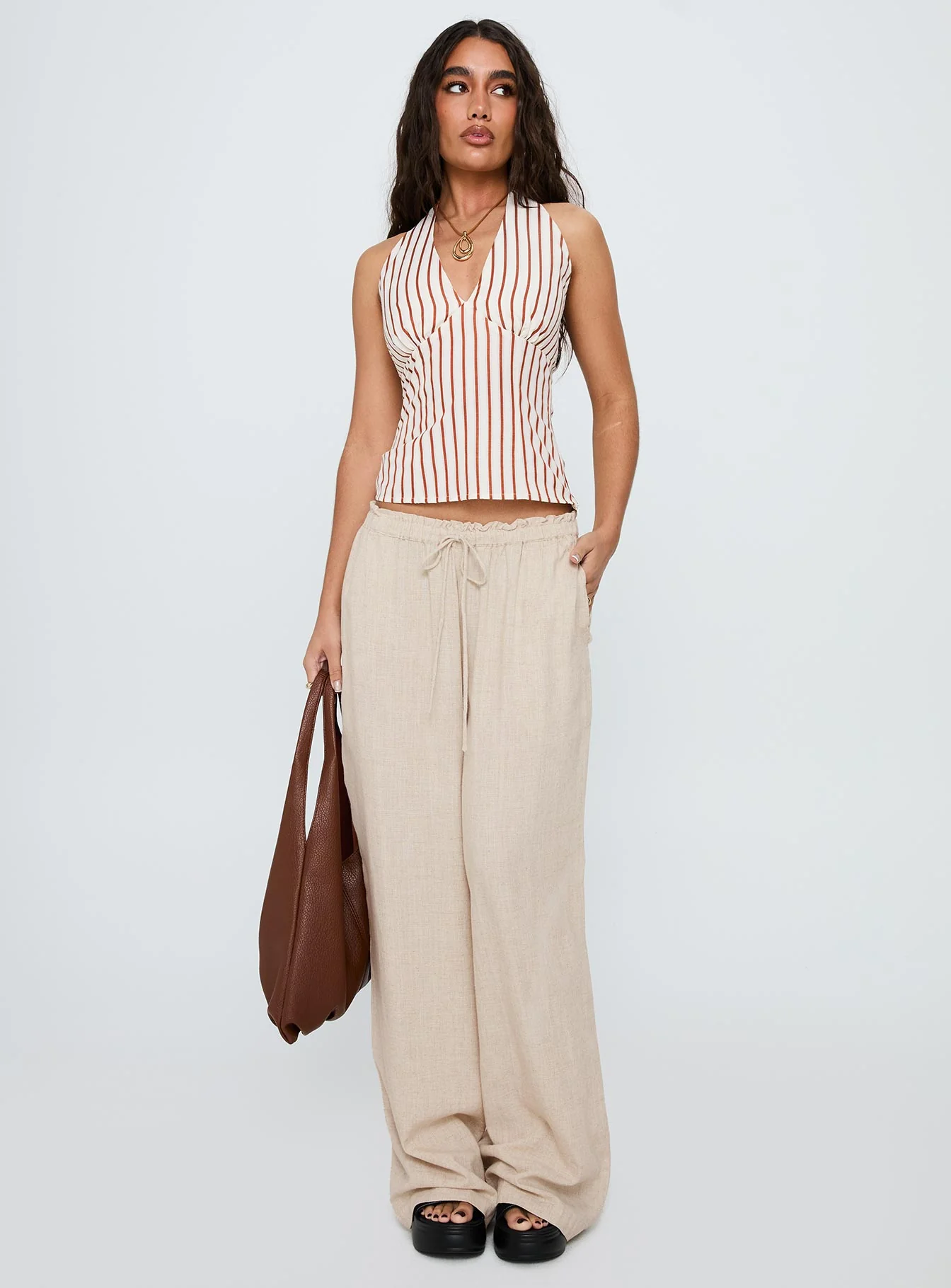 Radiant Beam Halter Top Orange Stripe - Image 3