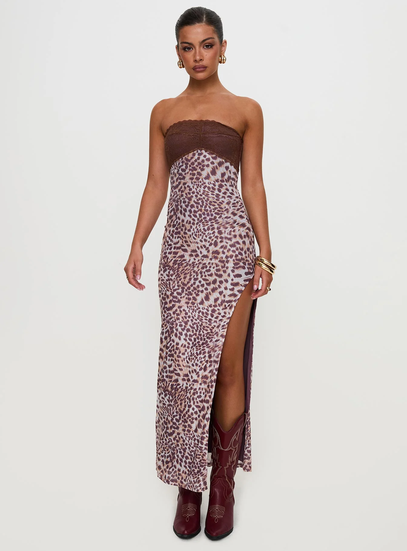 Raidein Strapless Maxi Dress Leopard - Image 5