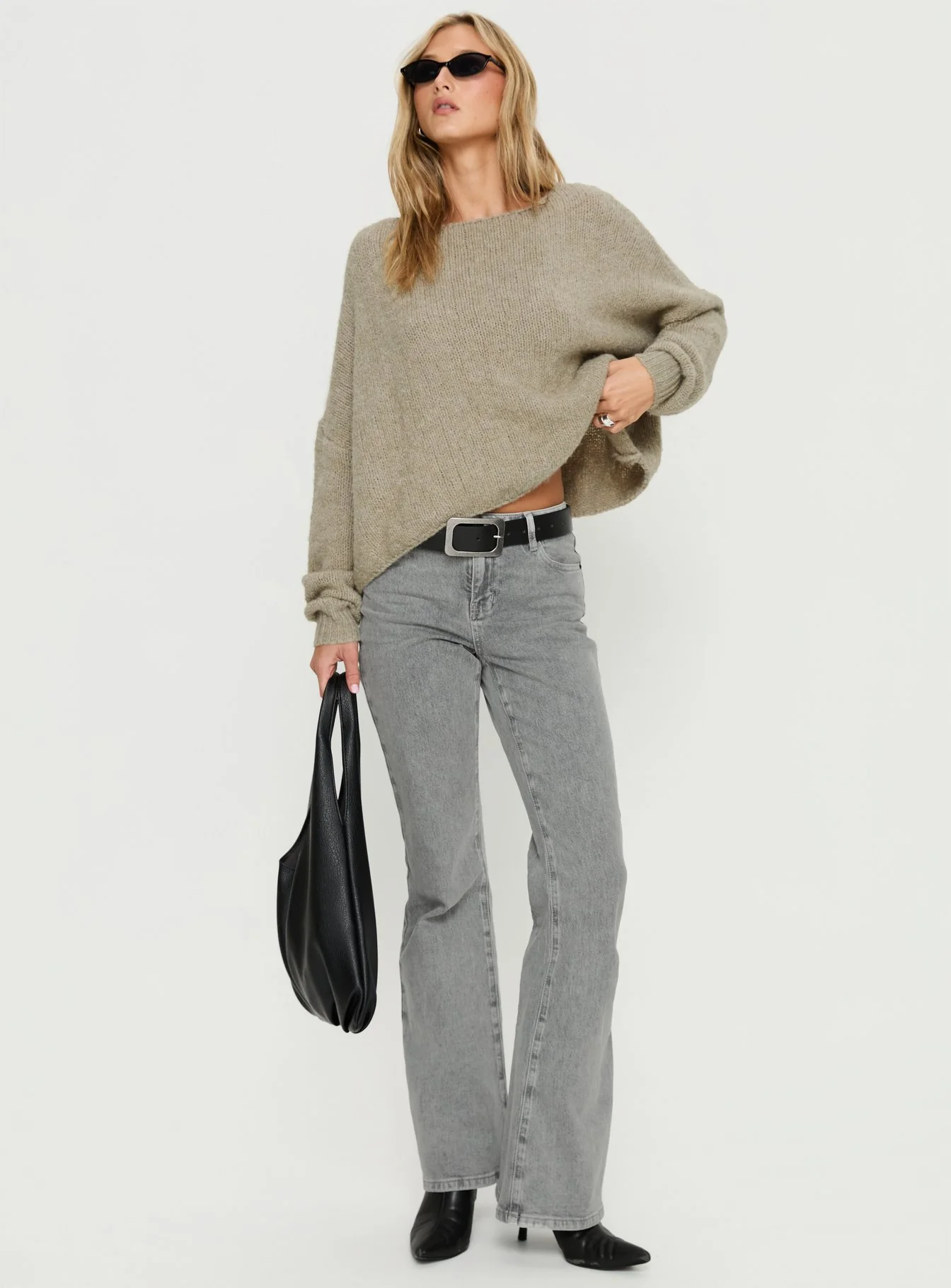 Ramy Wide Neck Knit Sweater Olive - Image 3