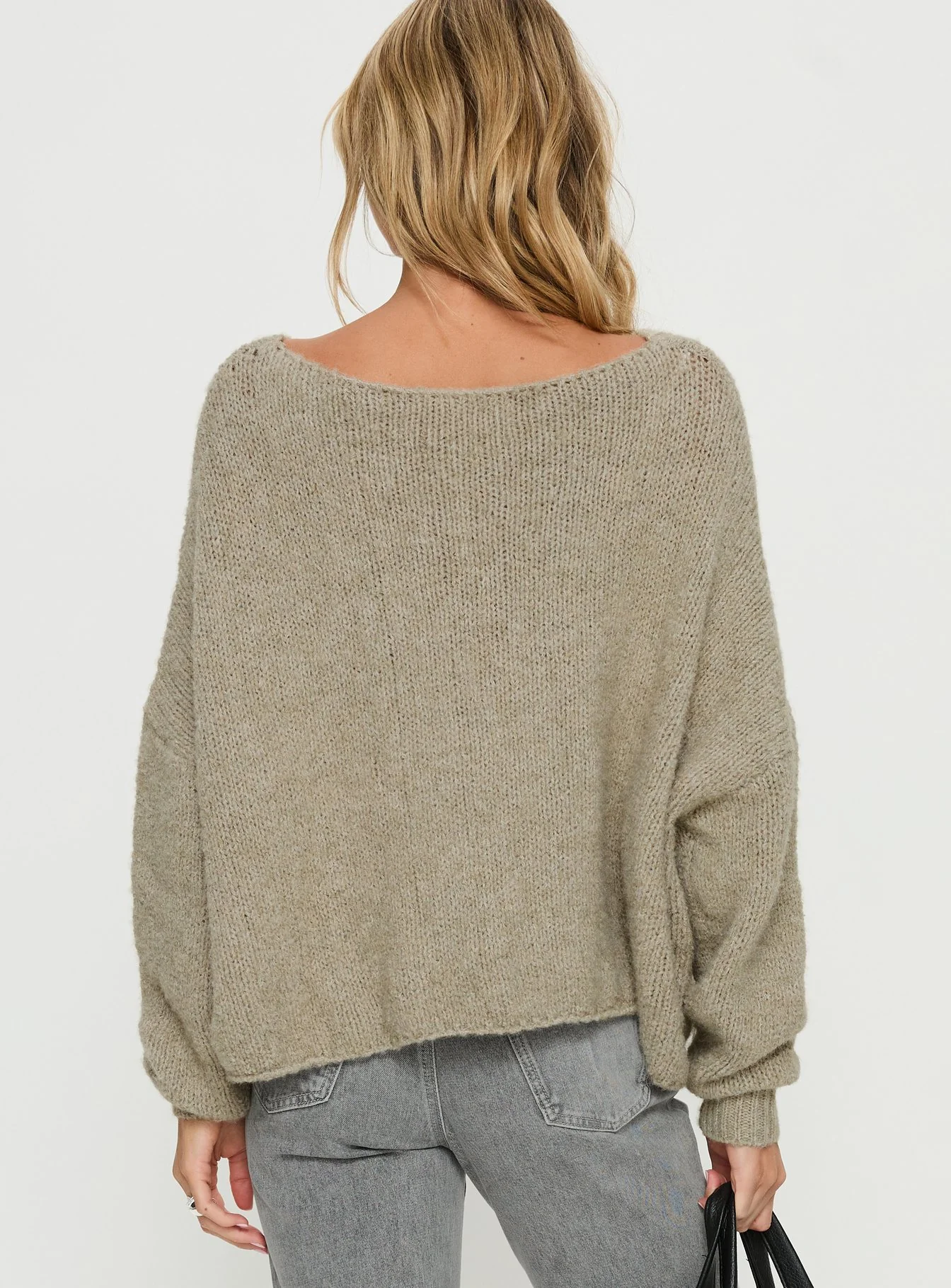 Ramy Wide Neck Knit Sweater Olive - Image 5
