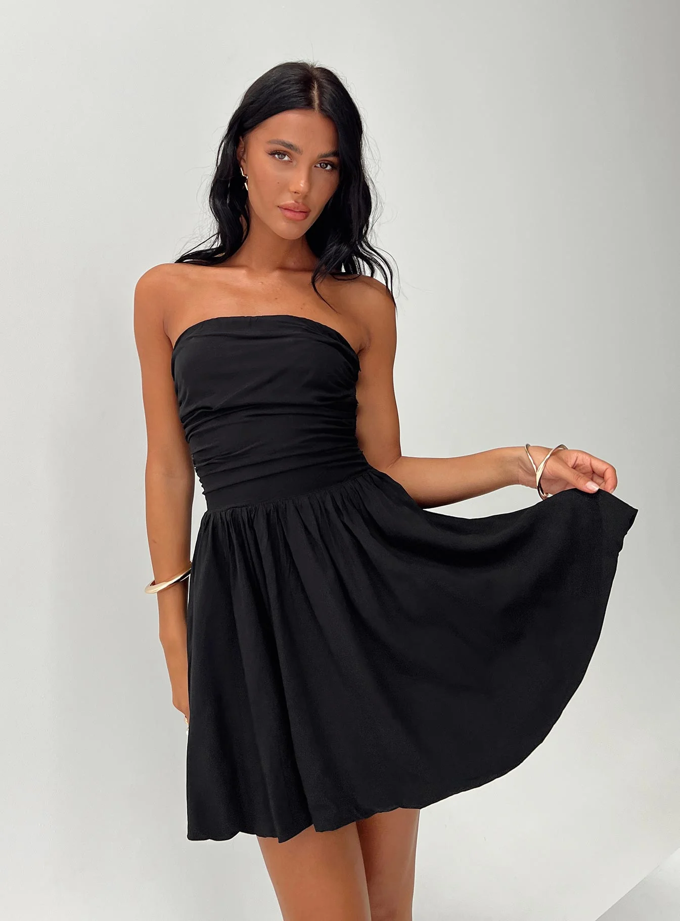 Rashida Strapless Mini Dress Black - Image 8