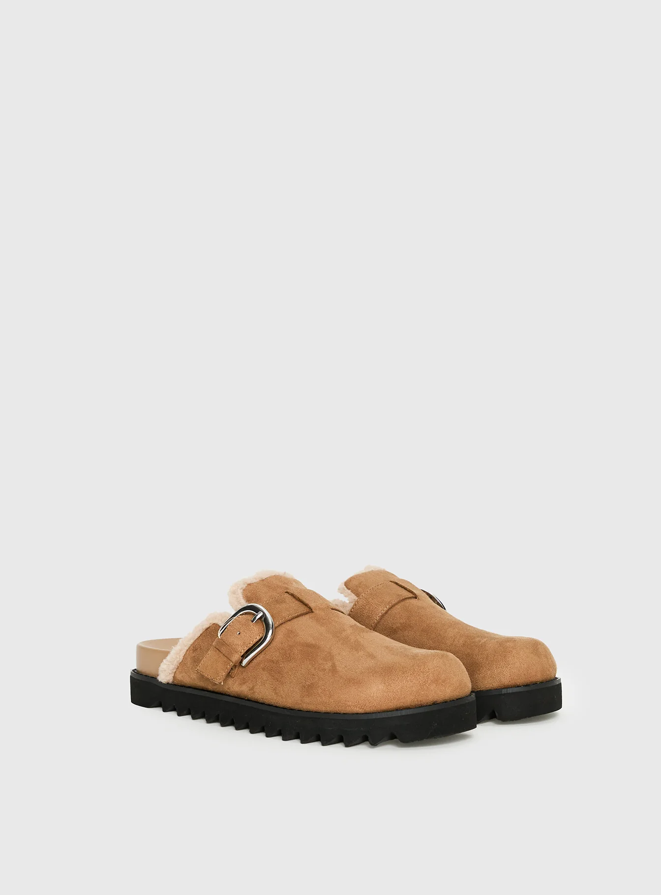 Raxton Faux Suede Clogs Brown - Image 2