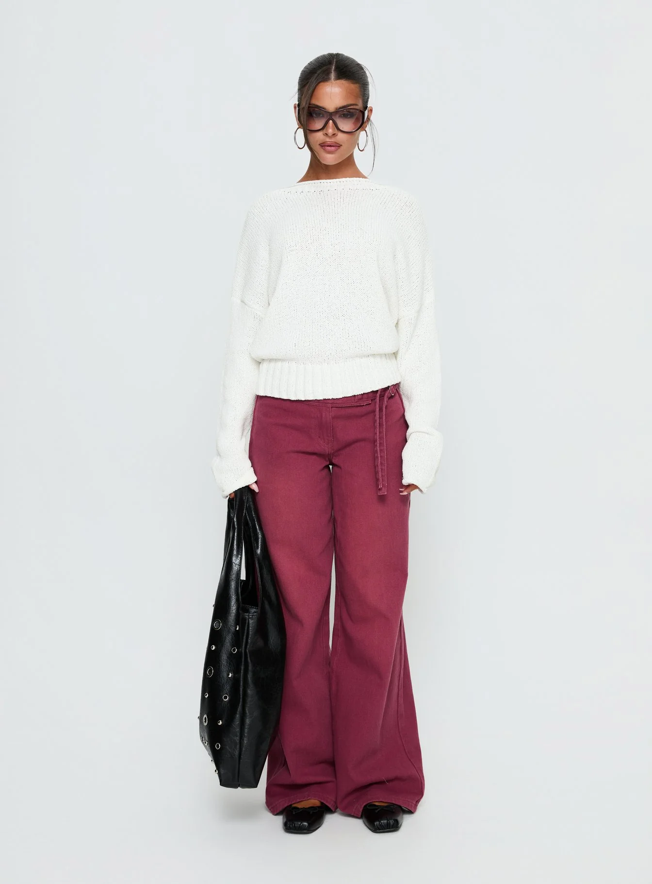 Reannon Wide Neck Knit Sweater White - Image 7