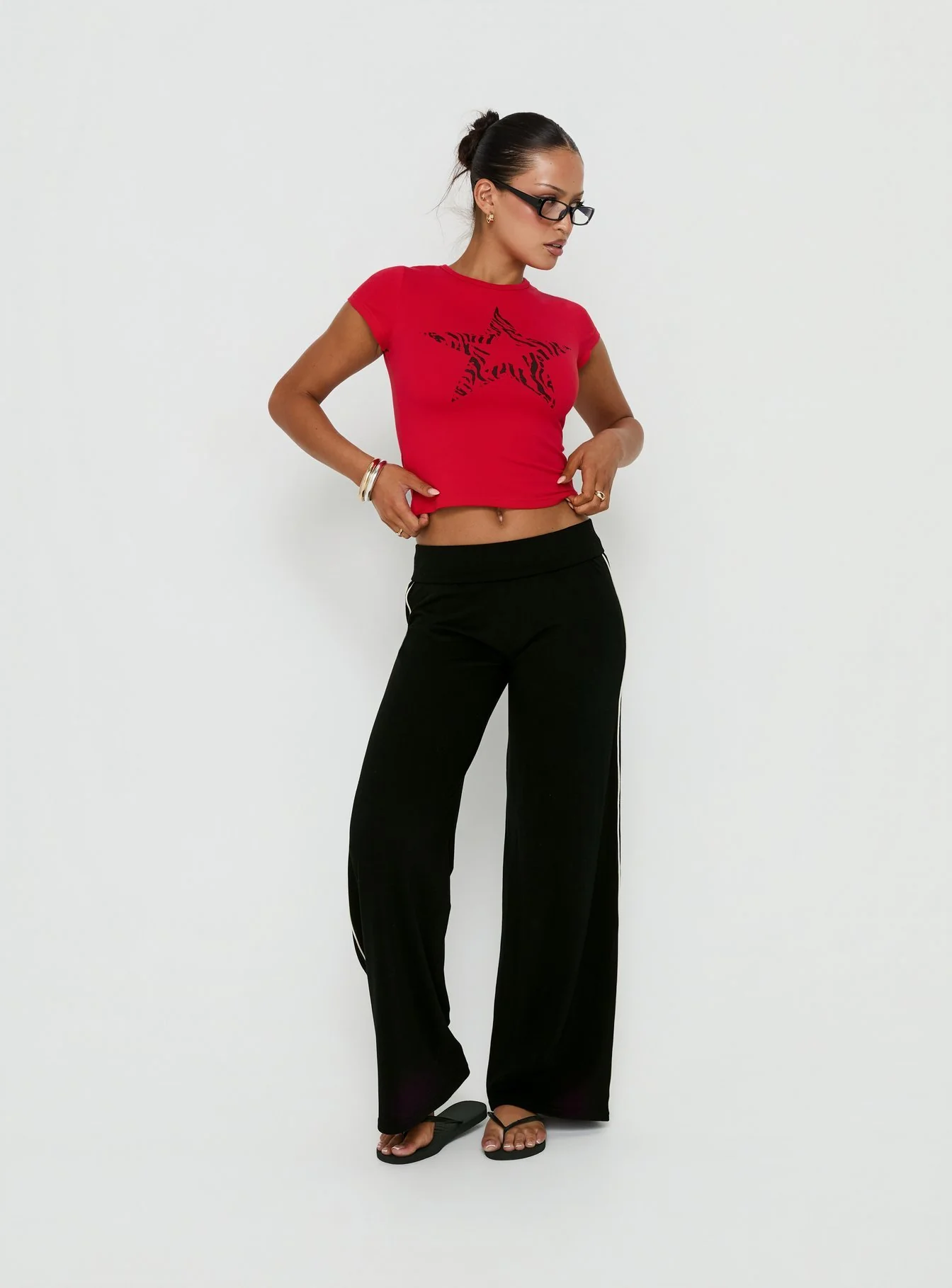 Rebel Star Graphic Baby Tee Red - Image 3
