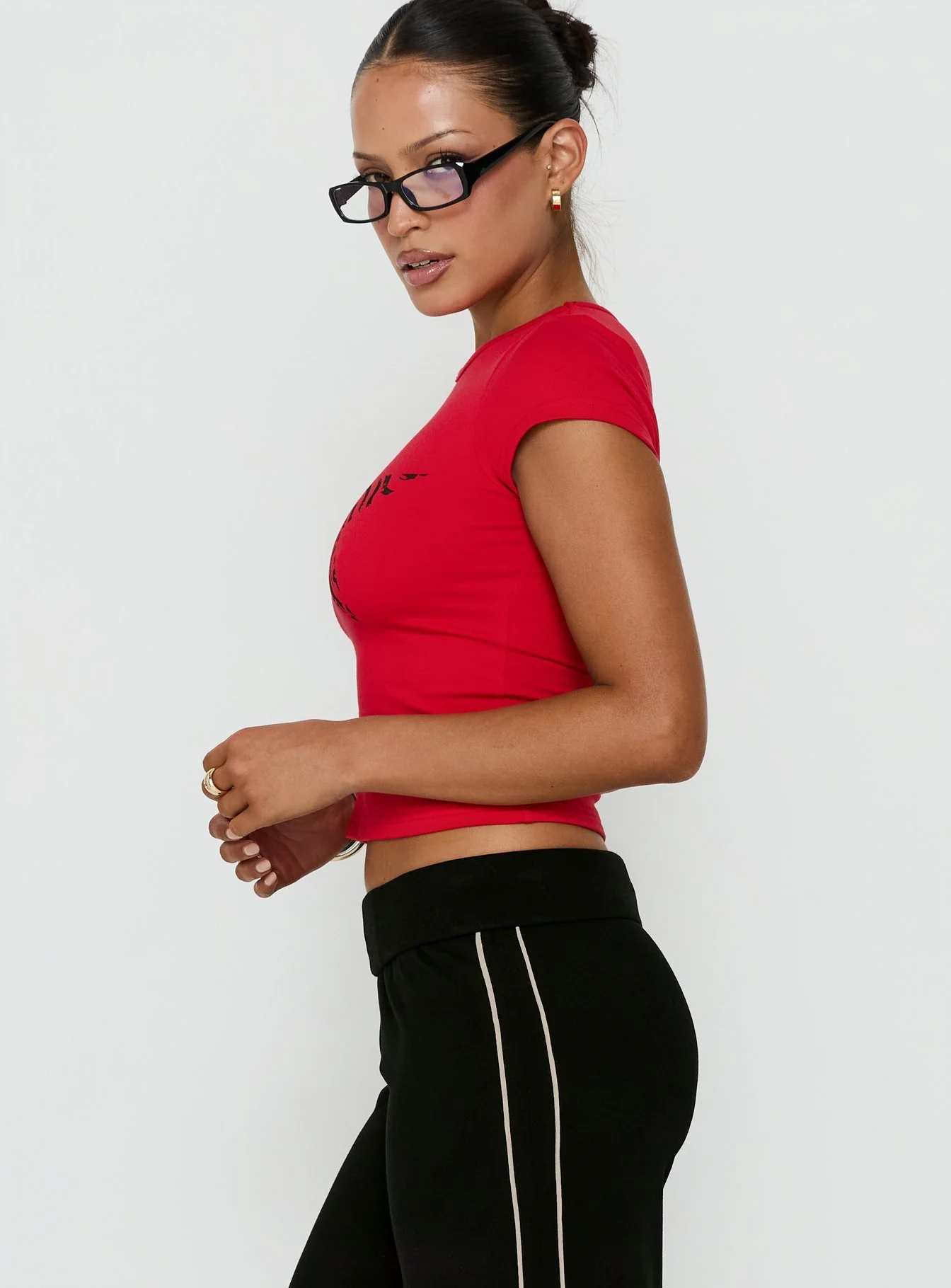 Rebel Star Graphic Baby Tee Red - Image 4