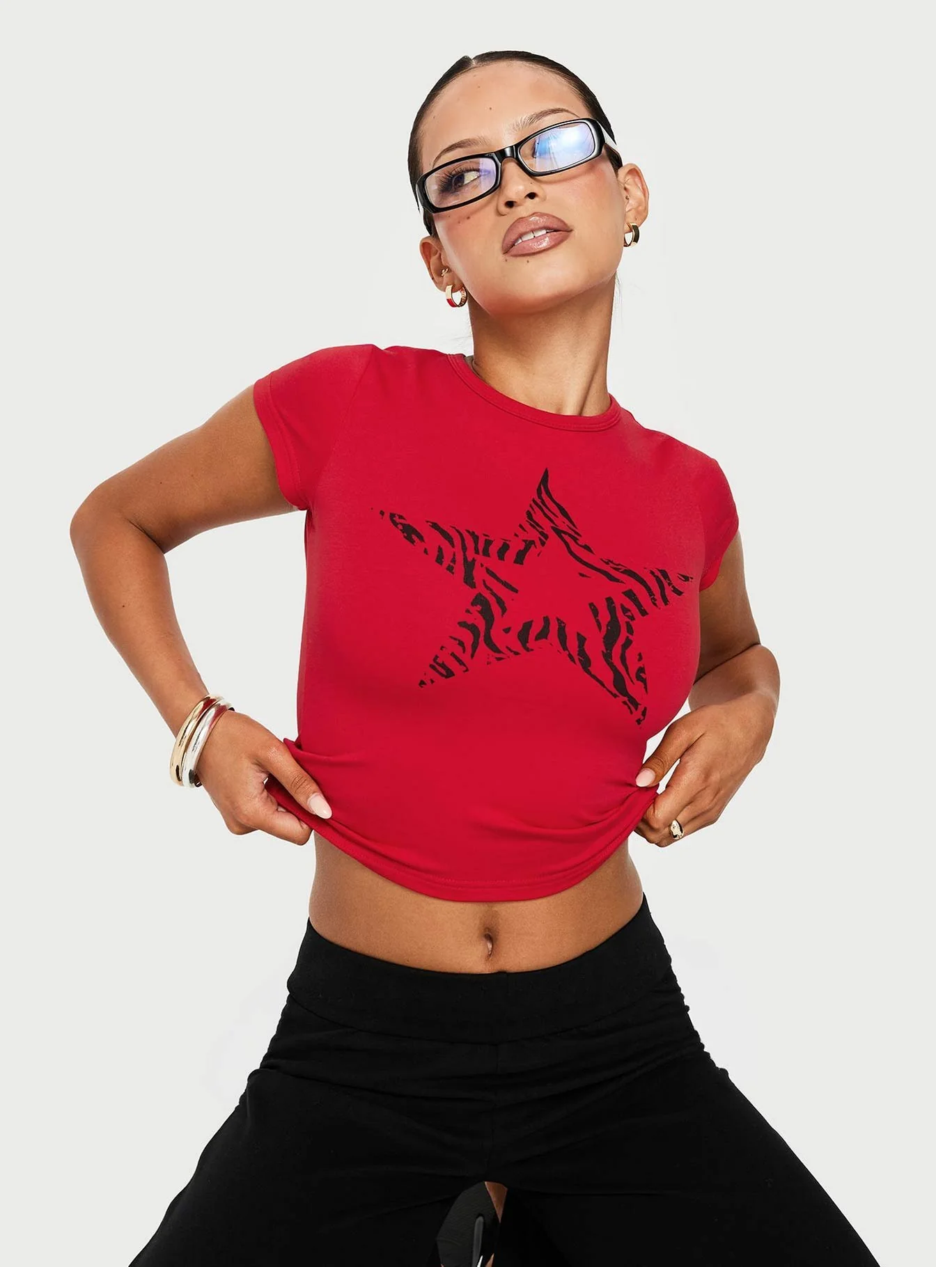 Rebel Star Graphic Baby Tee Red - Image 8