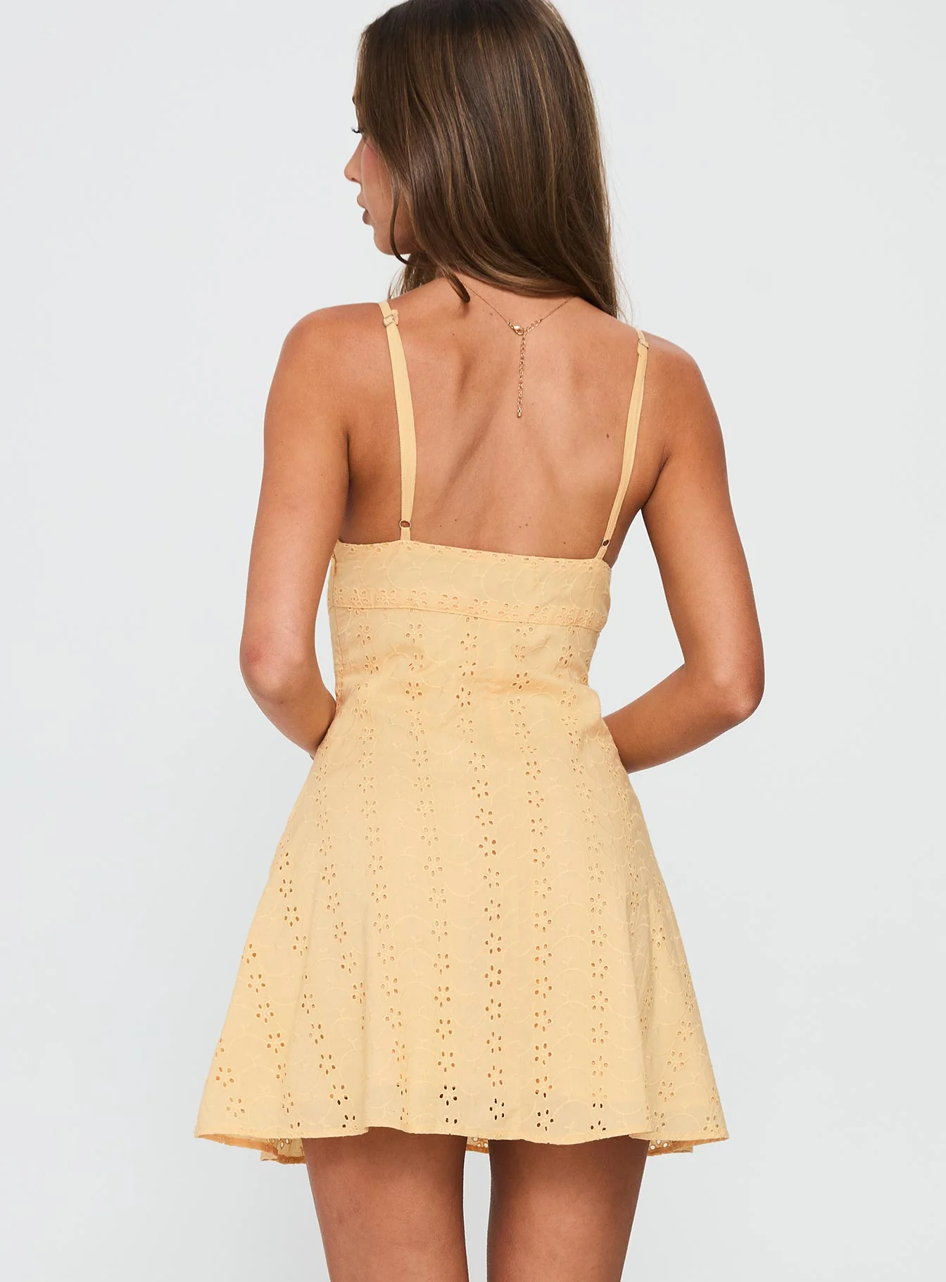 Reflections Anglaise Mini Dress Yellow - Image 5