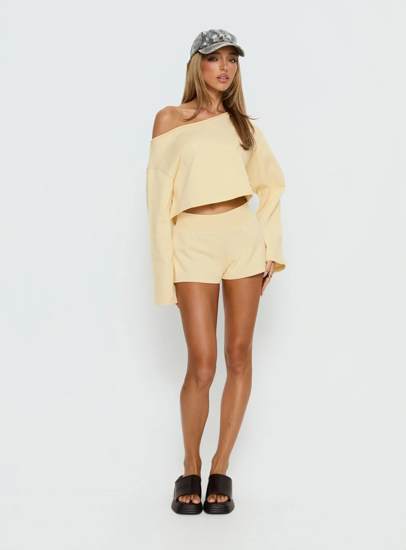 Retreat Raw Edge Off Shoulder Jumper Buttercream - Image 2
