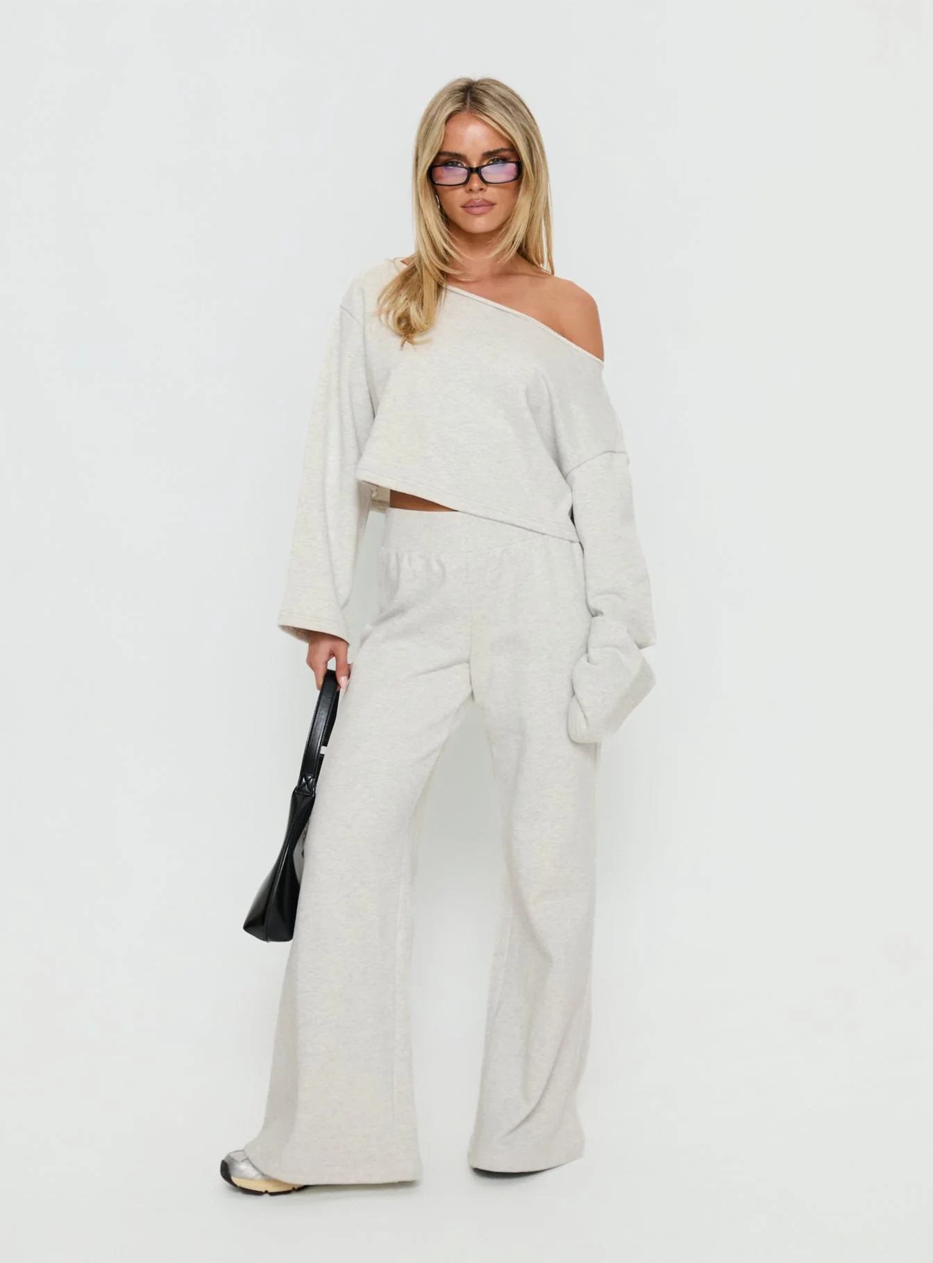 Retreat Raw Edge Off Shoulder Jumper Snow Marle - Image 3