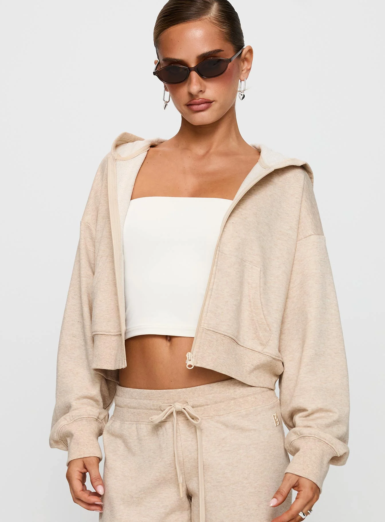 Revive Zip Through Hoodie Oat Marle - Image 2
