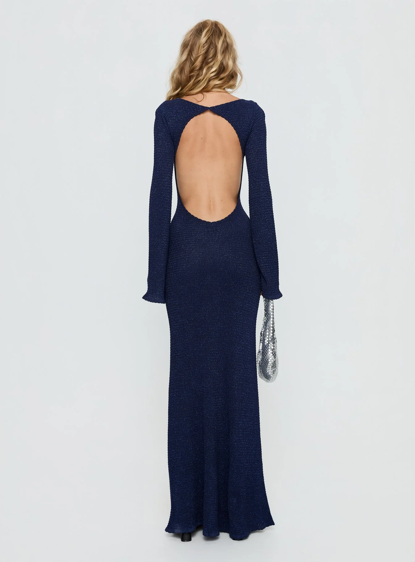 Rhapsody Long Sleeve Knit Maxi Dress Navy - Image 5