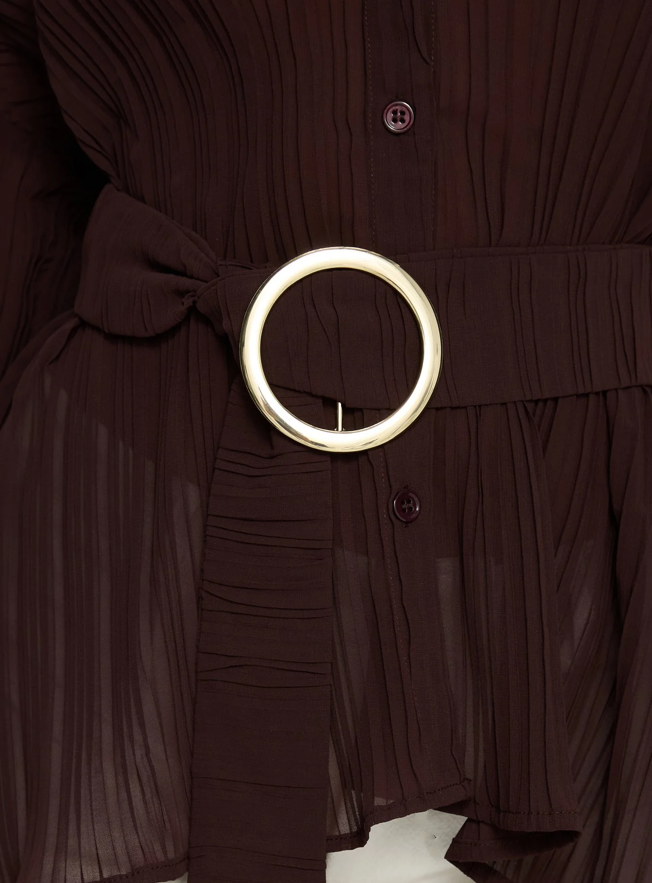 Rhiane Belted Long Sleeve Shirt Chocolate - Image 6