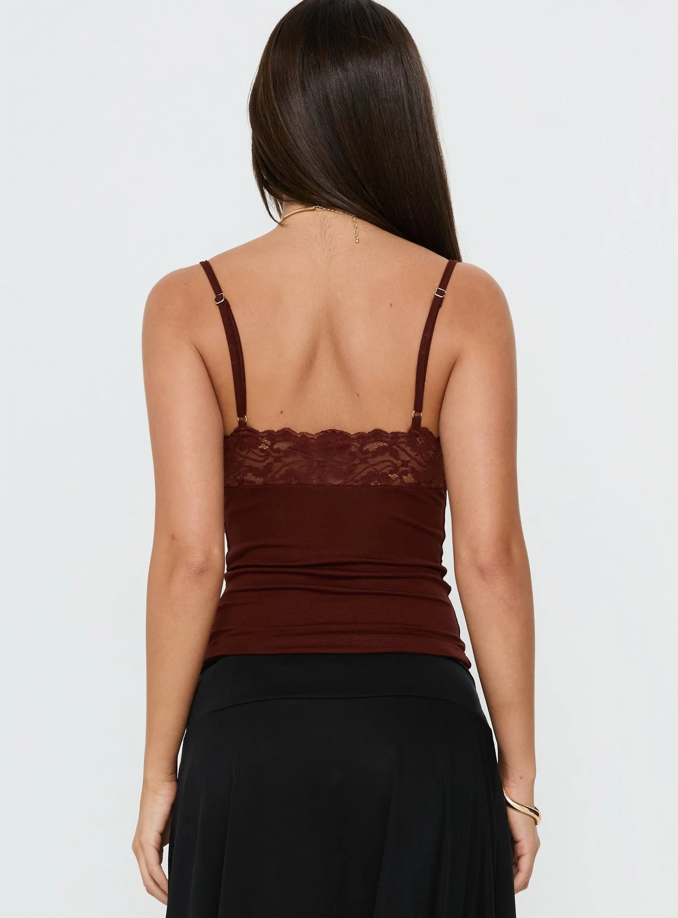 Rhiara Lace Trim Top Dark Terracotta - Image 4