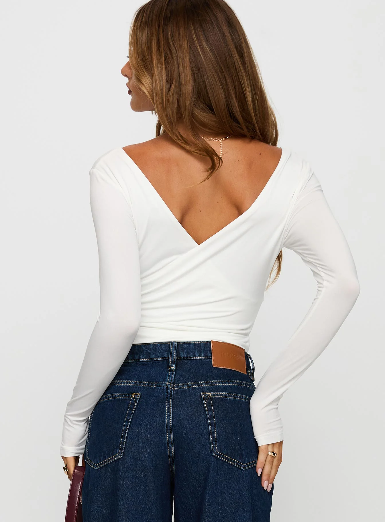 Right Here Cross Detail Bodysuit White - Image 5