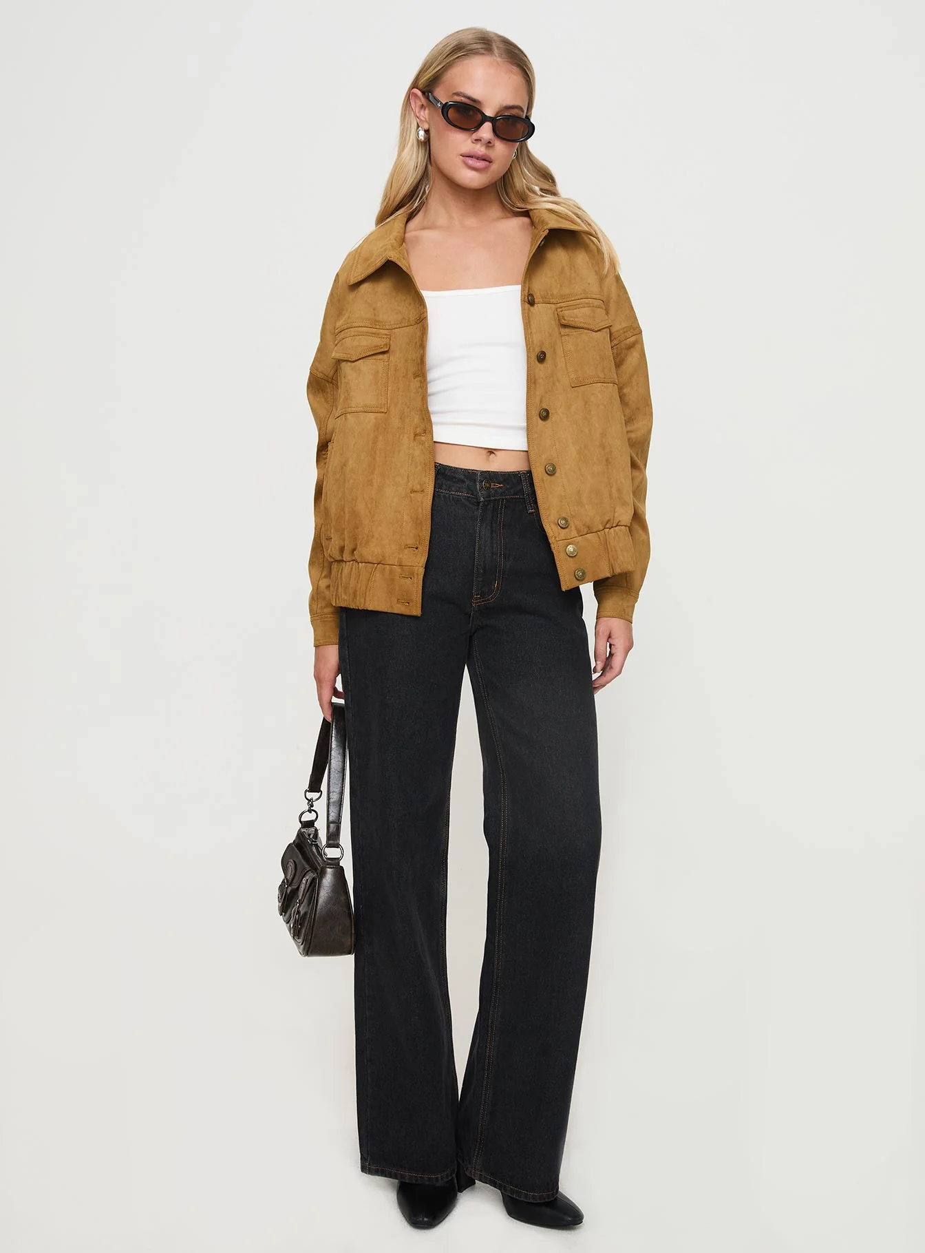 Ristretto Faux Suede Bomber Brown - Image 3