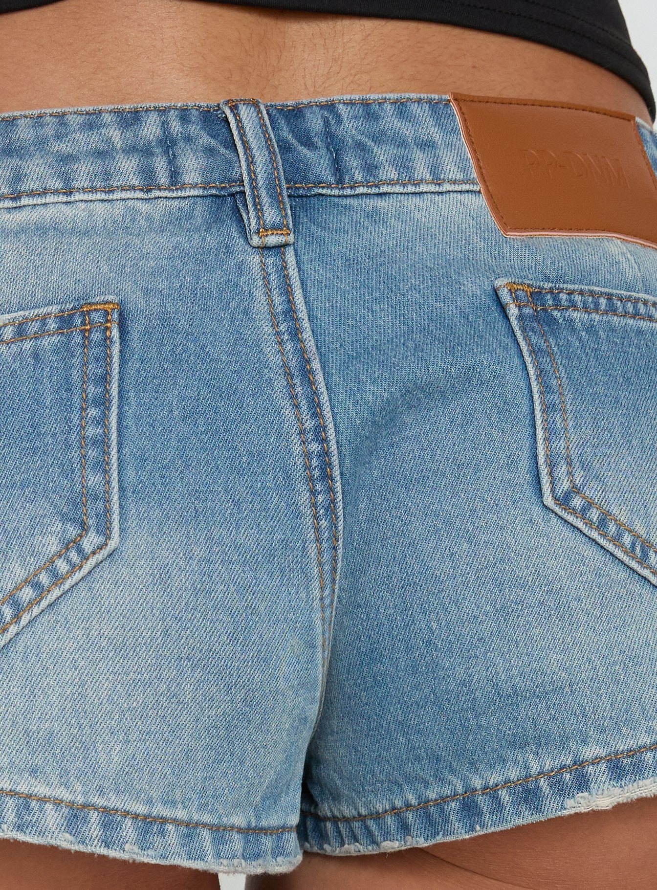 Roadie Ultra Low Rise Shorts Mid Blue Wash - Image 7