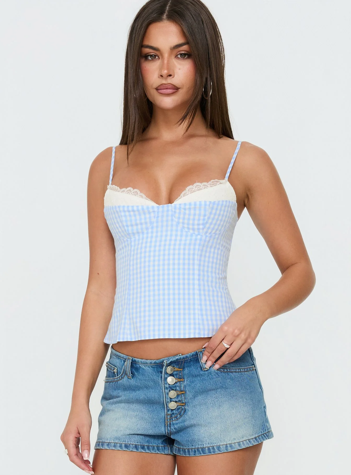 Roadtripper No Waistband Micro Denim Shorts Mid Blue Wash
