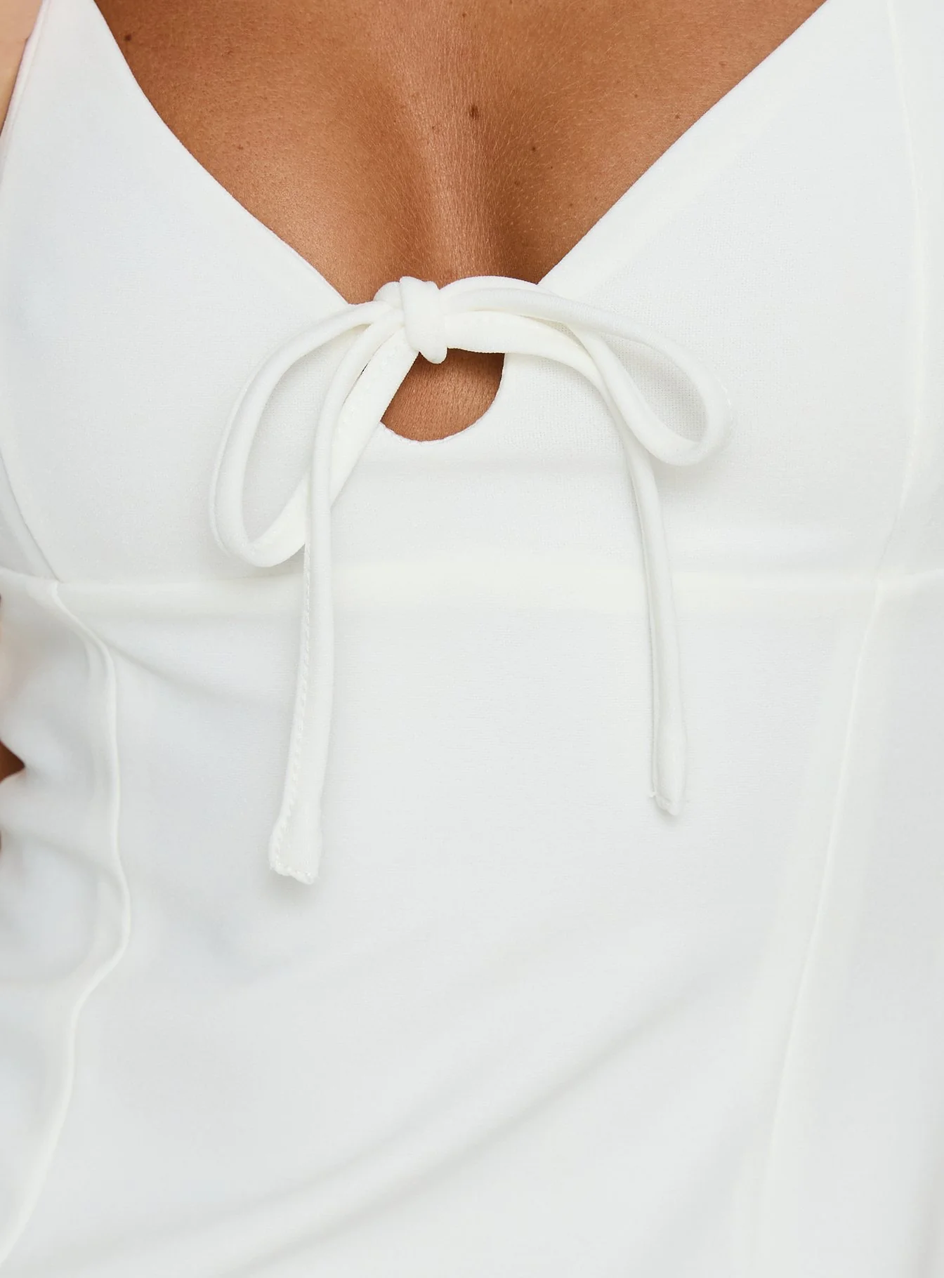 Romanzia V Neck Mini Dress White - Image 6