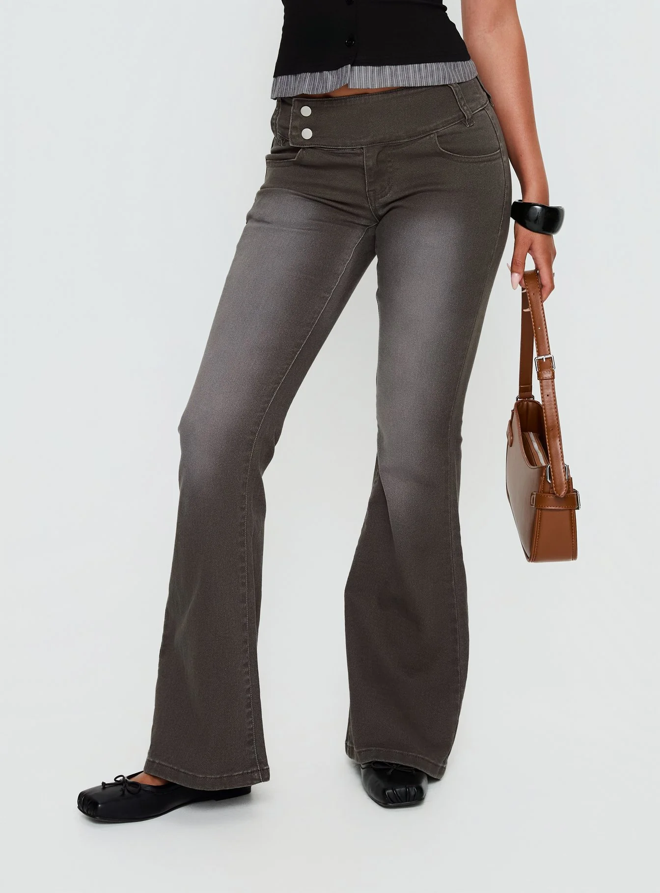 Romea Low Waist Bootleg Jeans Dark Grey - Image 2