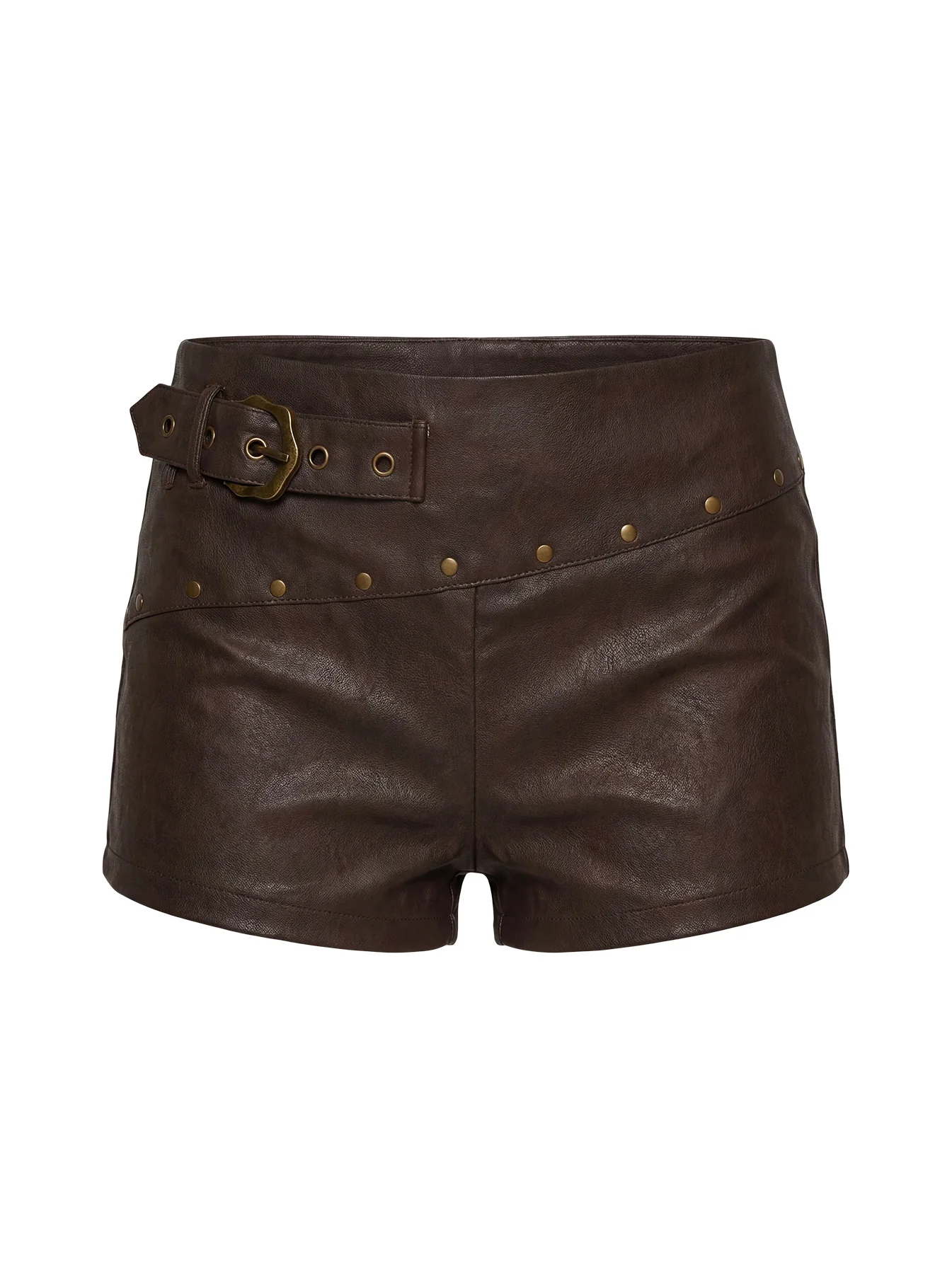 Romey Studded Micro Shorts Charcoal Brown - Image 11