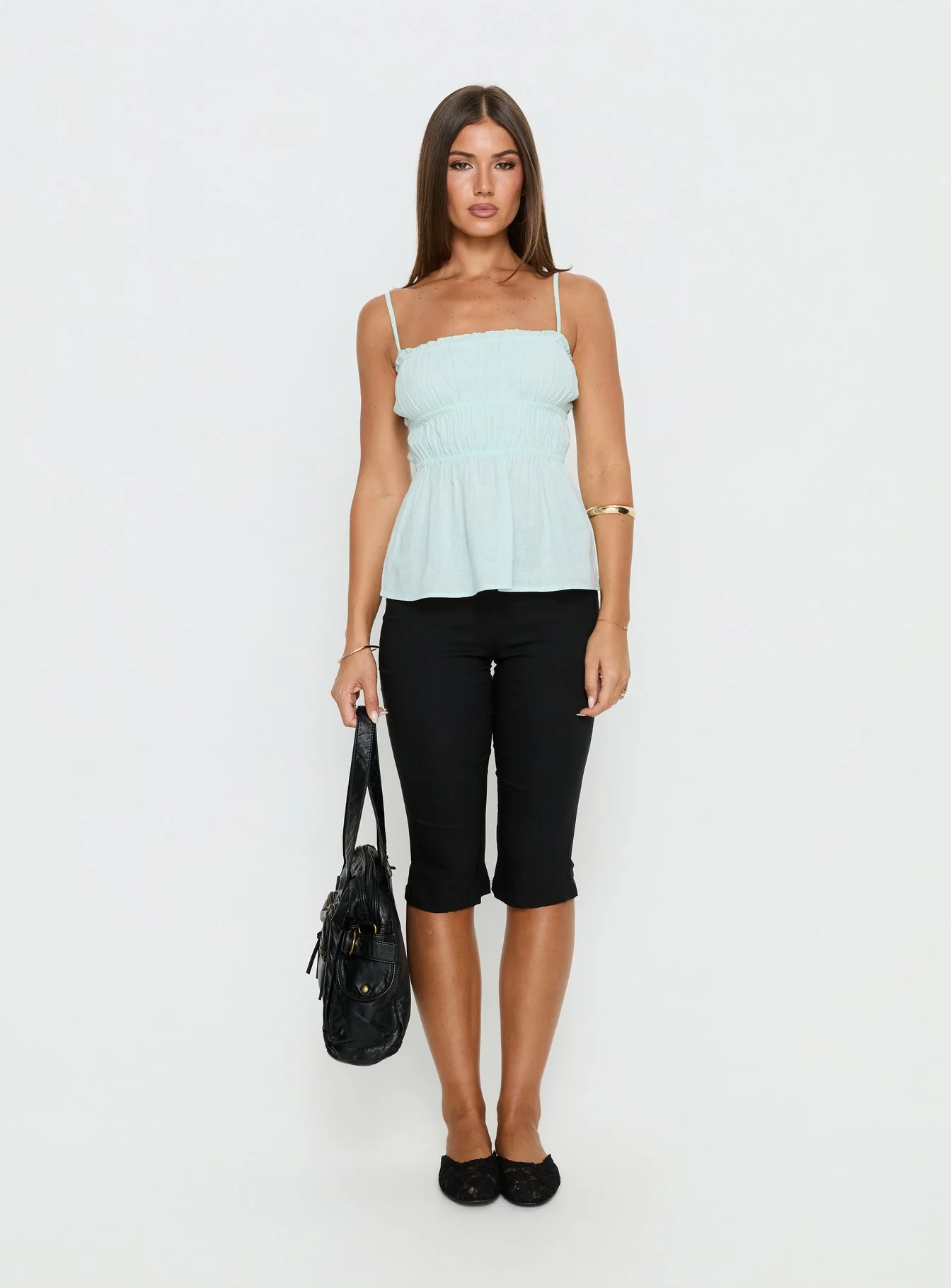 Rosecliff Ruched Longline Top Mint - Image 6