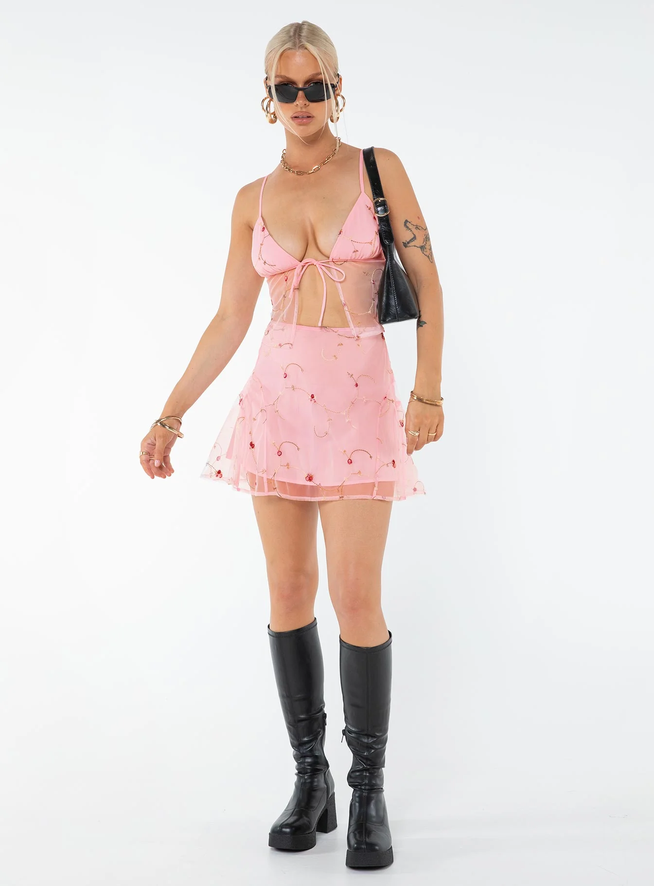 Rosen Mini Skirt Pink Floral - Image 3