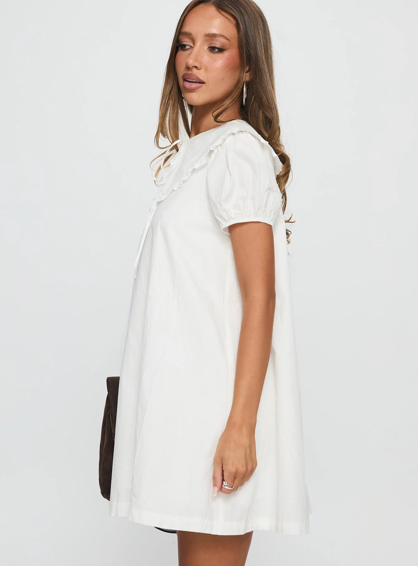 Roseprick Puff Sleeve Babydoll Dress White - Image 4