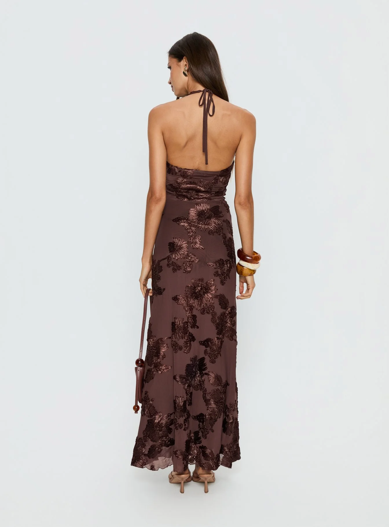 Rousseau Halter Maxi Dress Espresso - Image 5