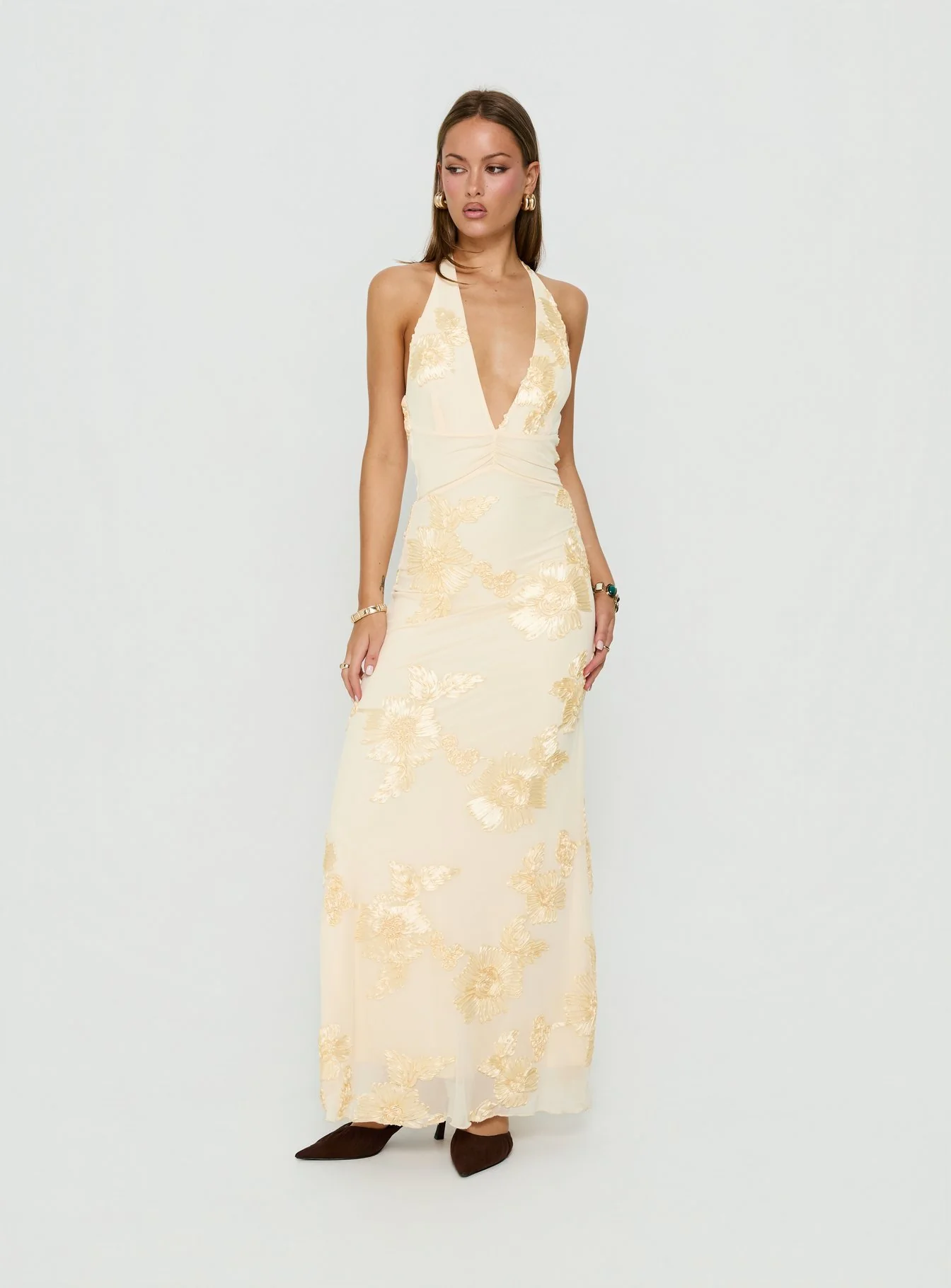 Rousseau Halter Maxi Dress Yellow - Image 2