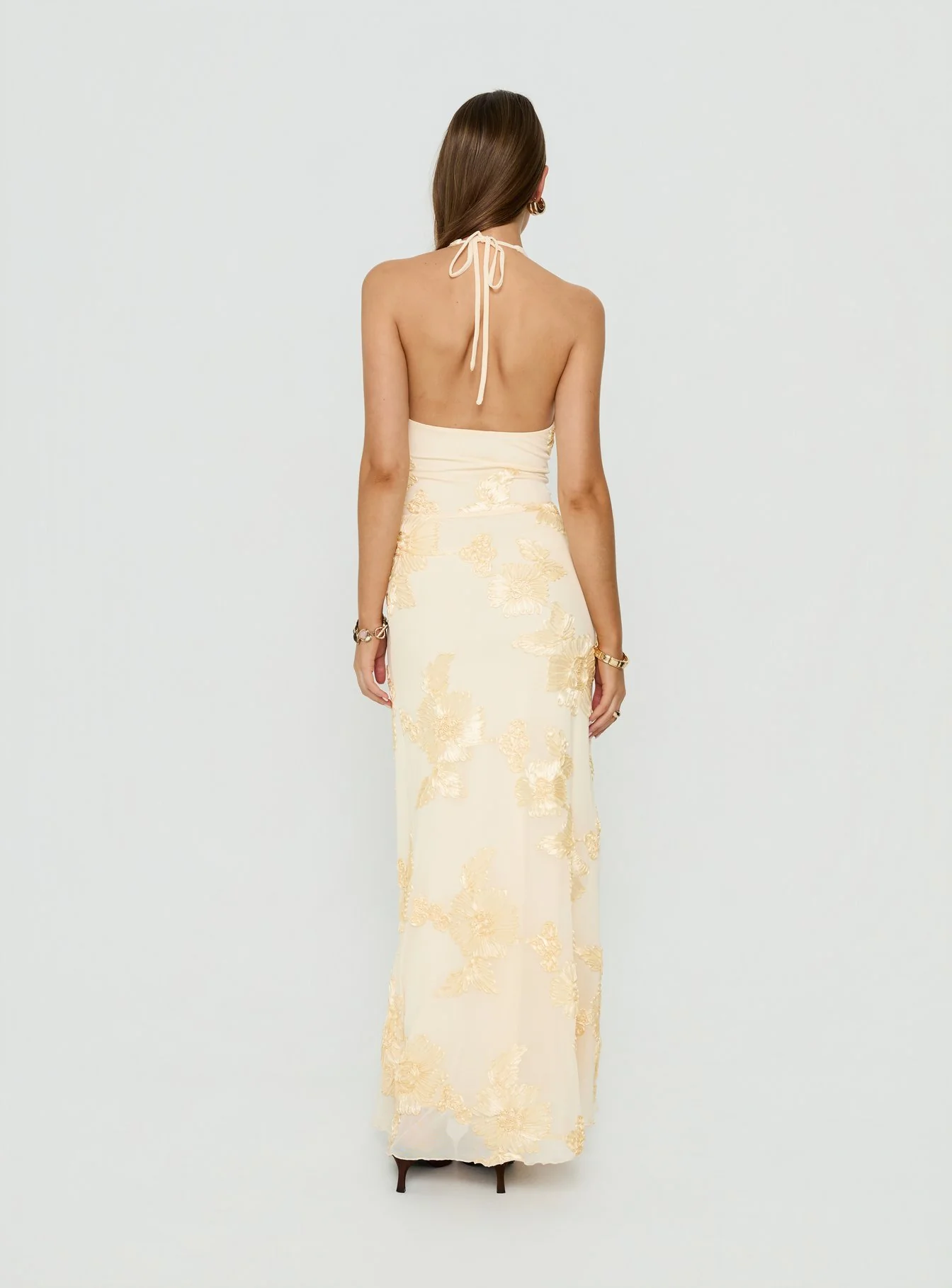 Rousseau Halter Maxi Dress Yellow - Image 4