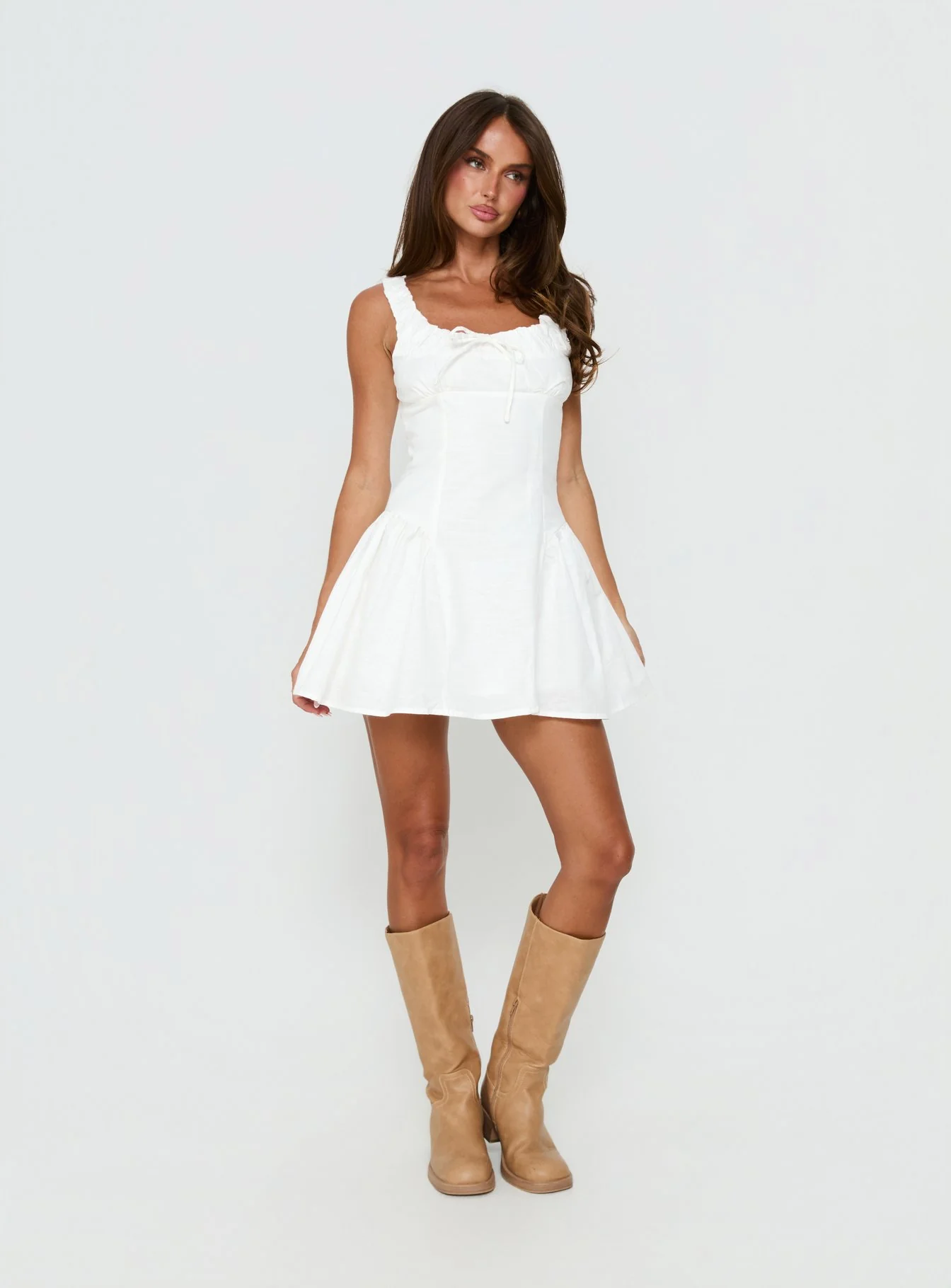 Rozalea Ruched Mini Dress White - Image 3