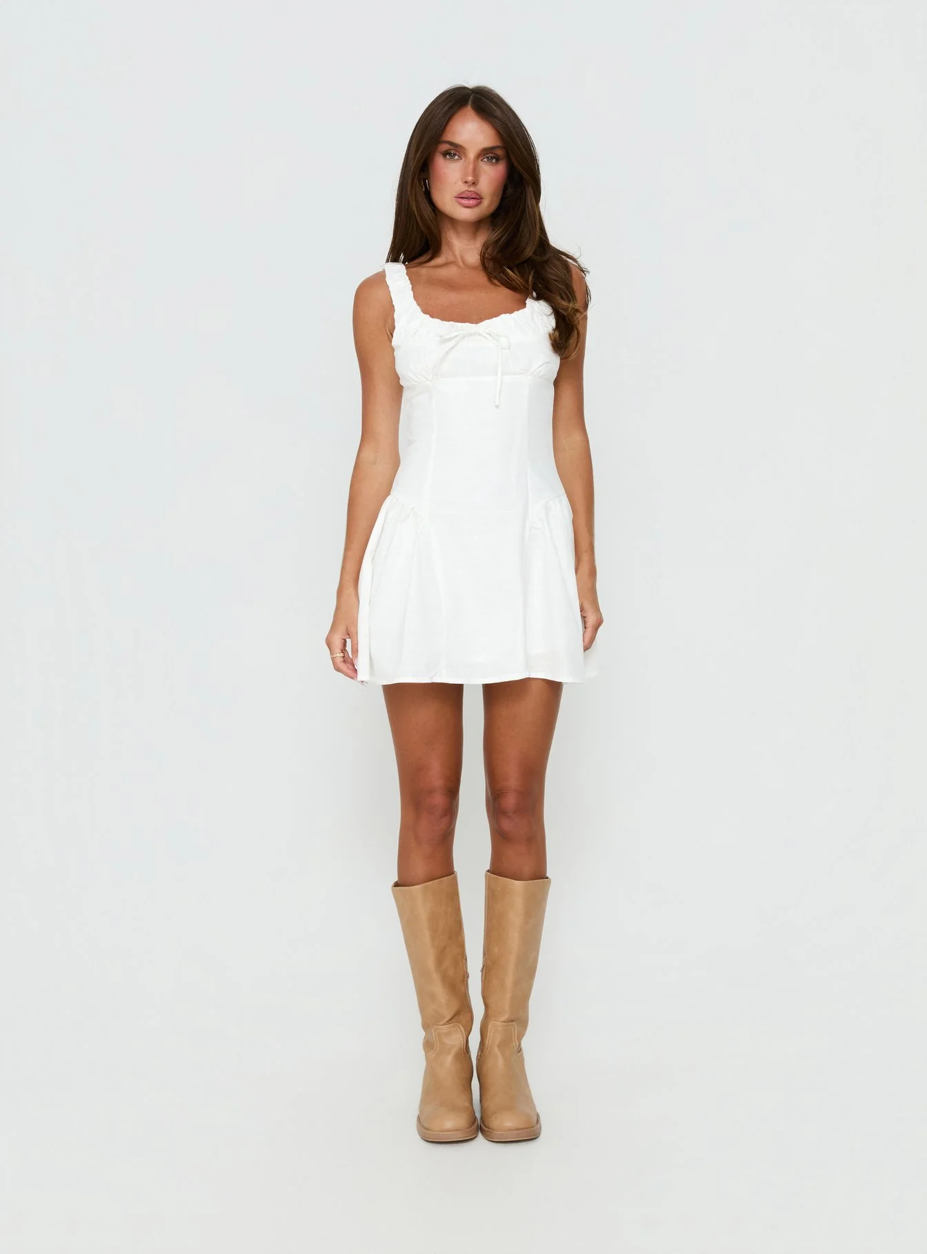 Rozalea Ruched Mini Dress White - Image 8