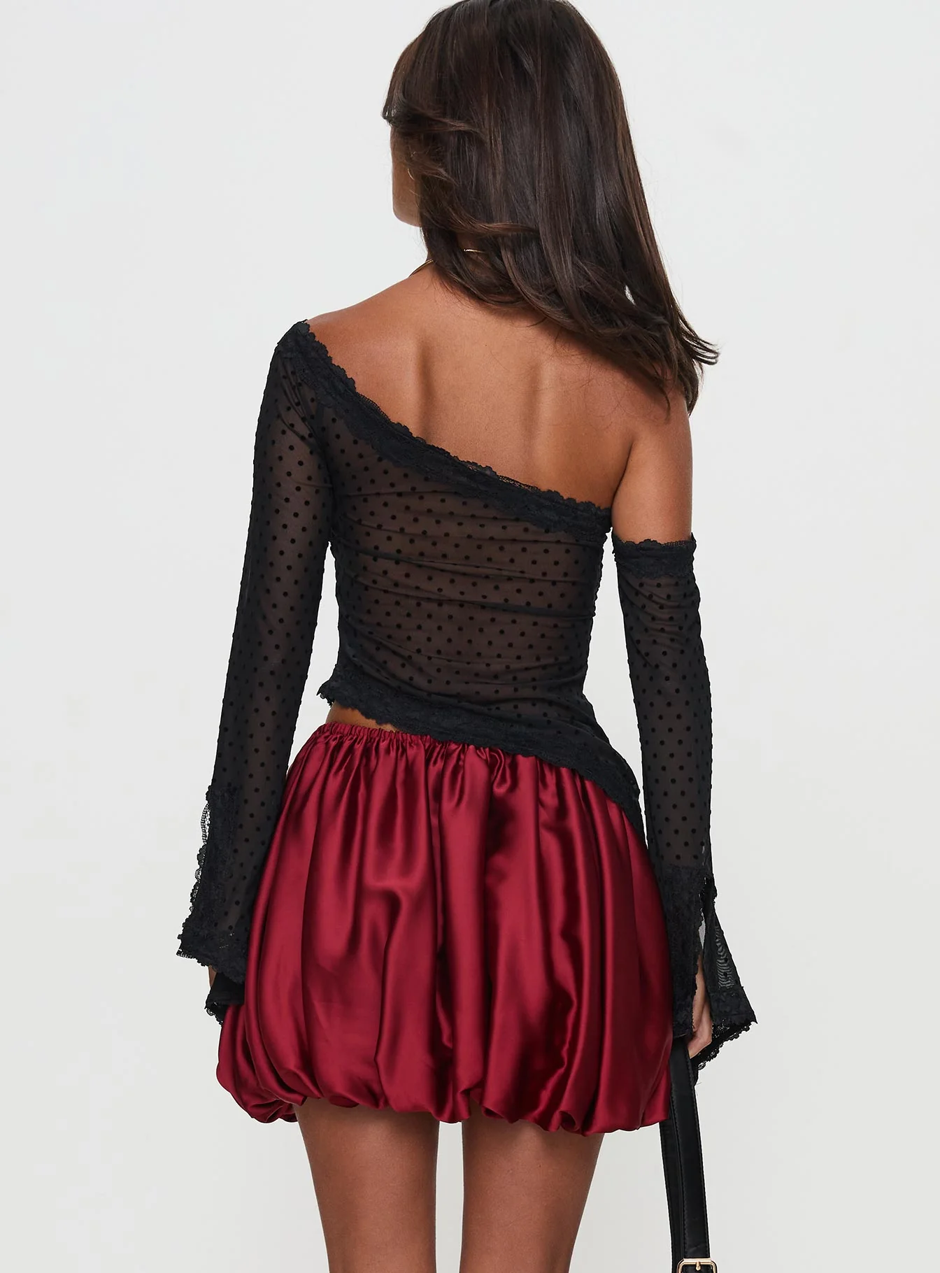 Rubee Bubble Hem Mini Skirt Red - Image 5