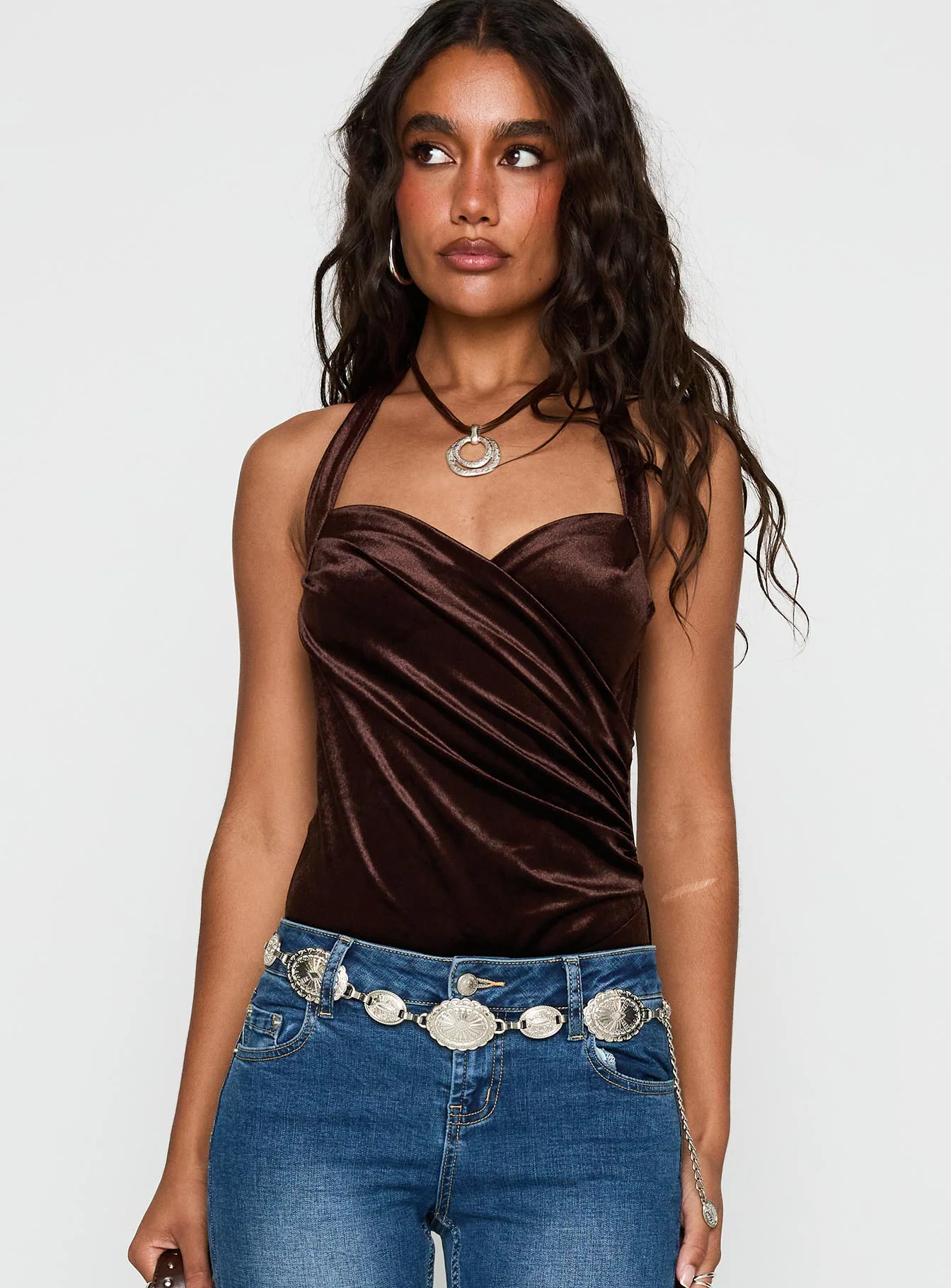 Ruelle Halter Bodysuit Brown - Image 2